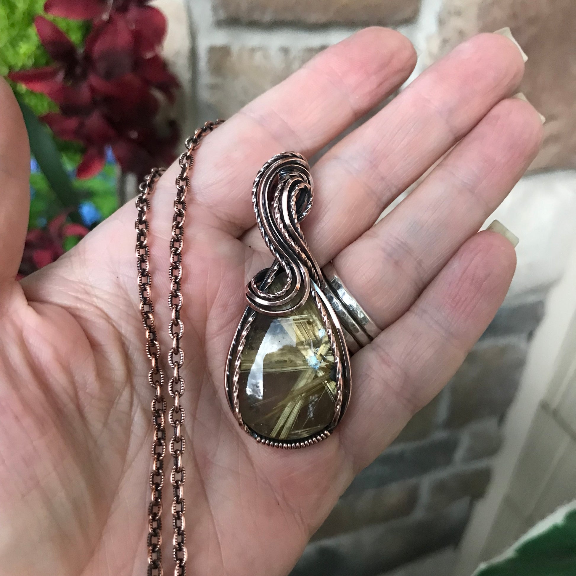 Gold Star Rutile Quartz Copper Necklace