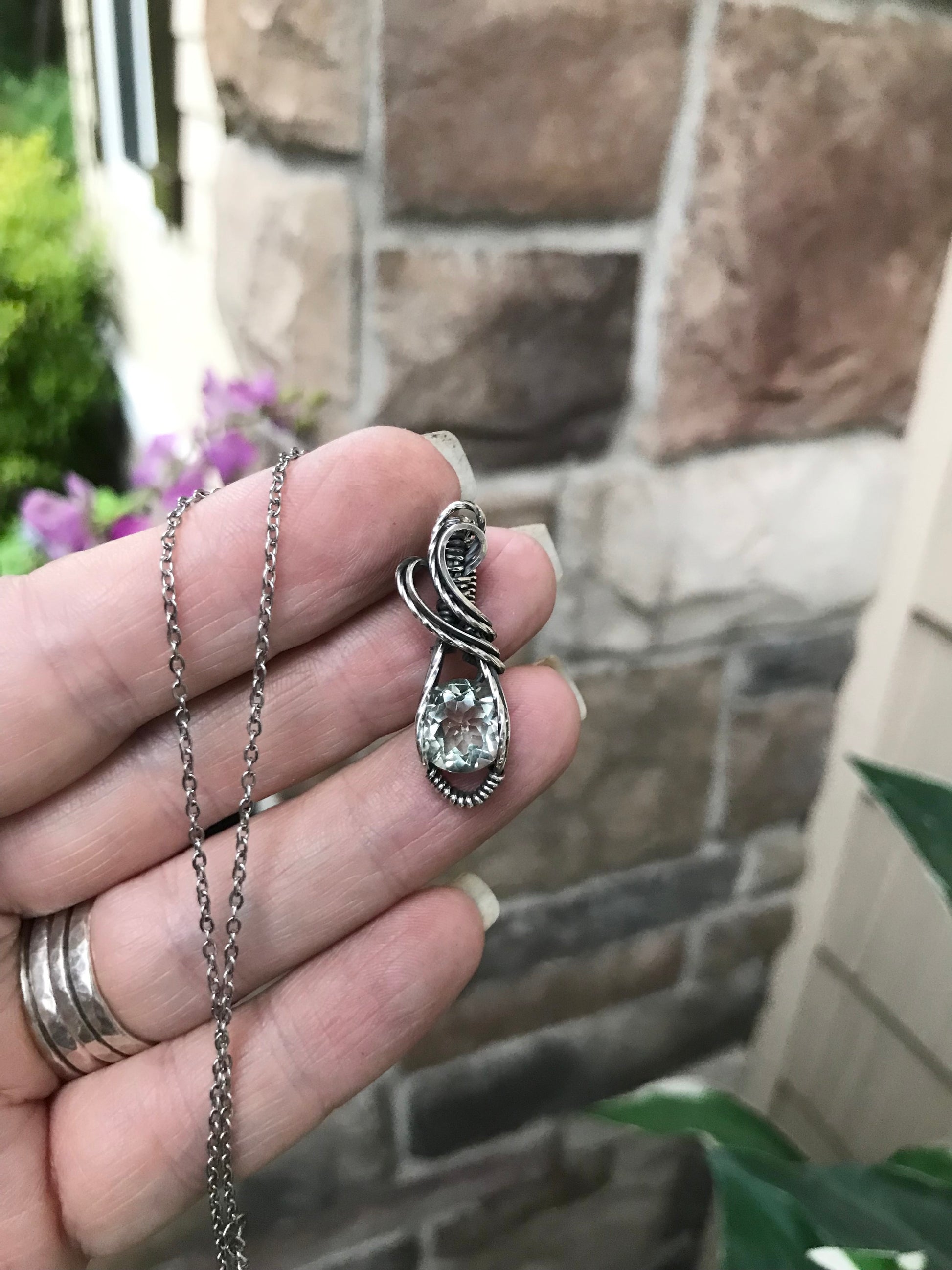 Prasiolite Sterling Silver Mini Pendant