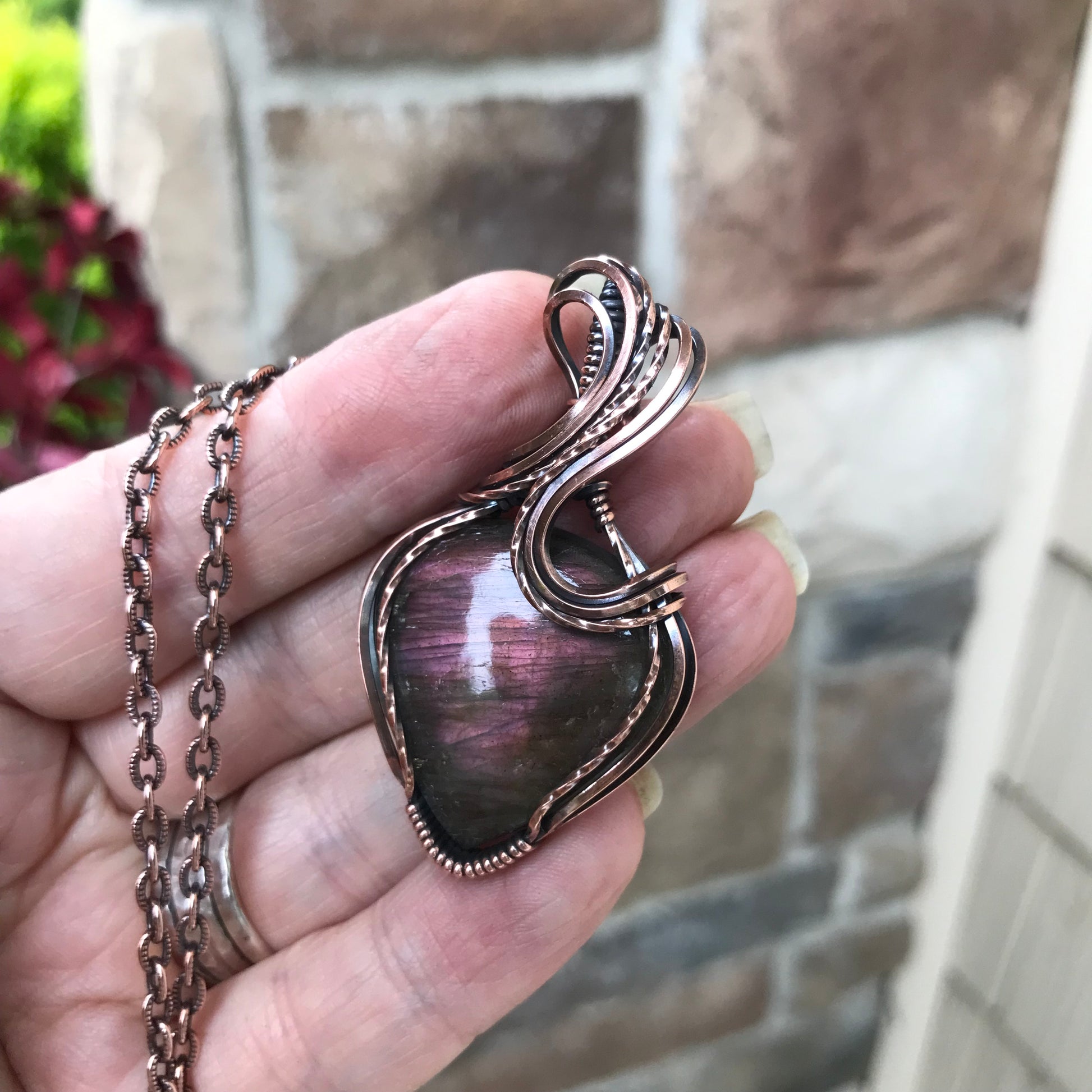 Maroon Labradorite Copper Necklace
