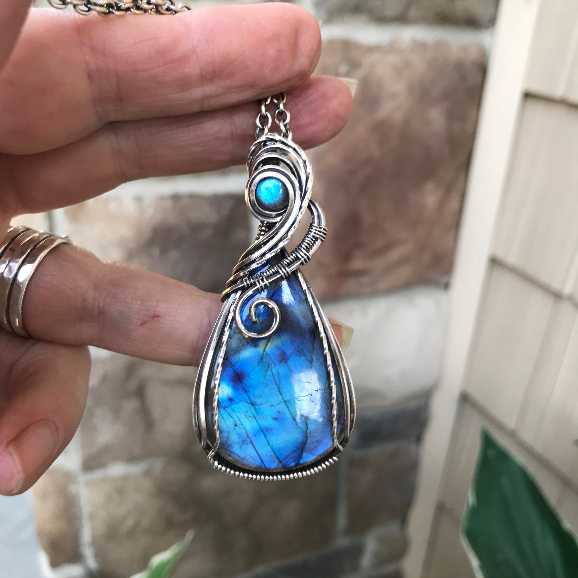 CUSTOM LISTING - Labradorite  Silver Pendant