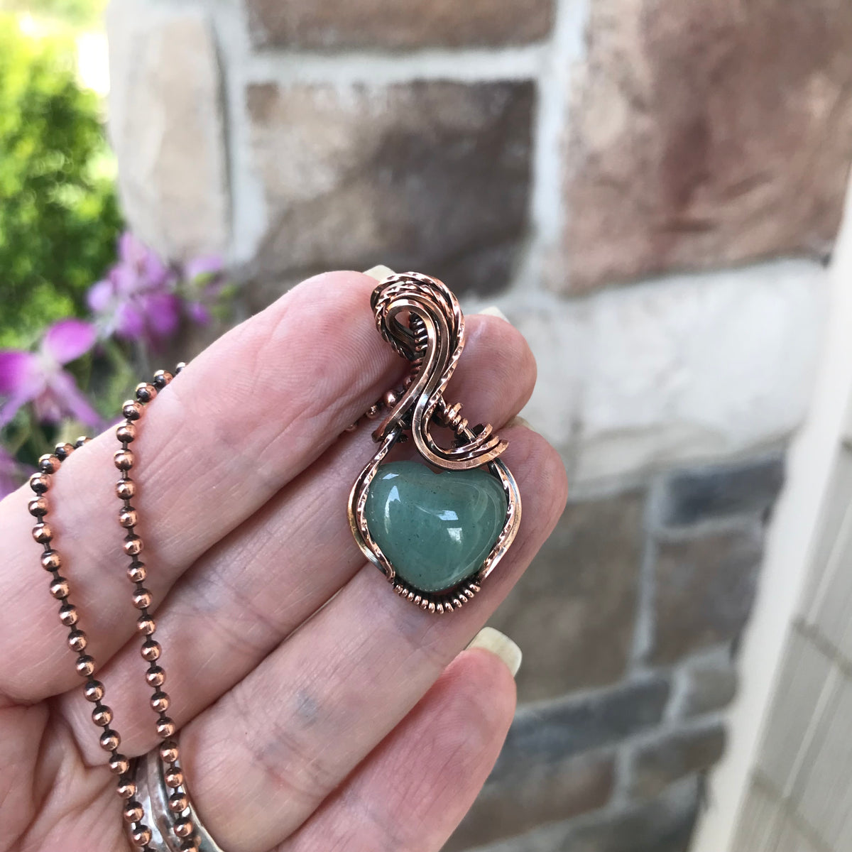 Aventurine Heart Copper Necklace