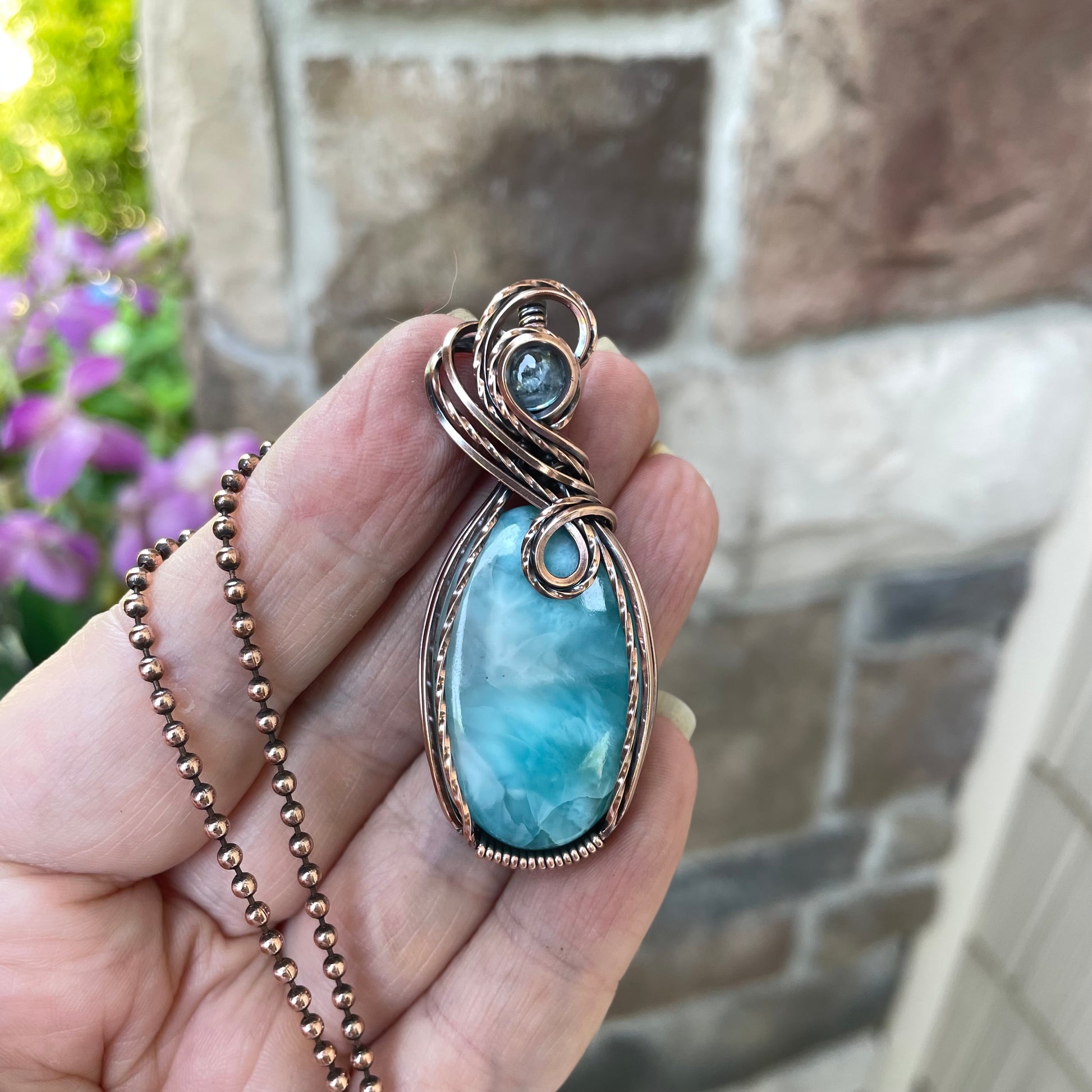 Larimar & Aquamarine Oval Copper Necklace