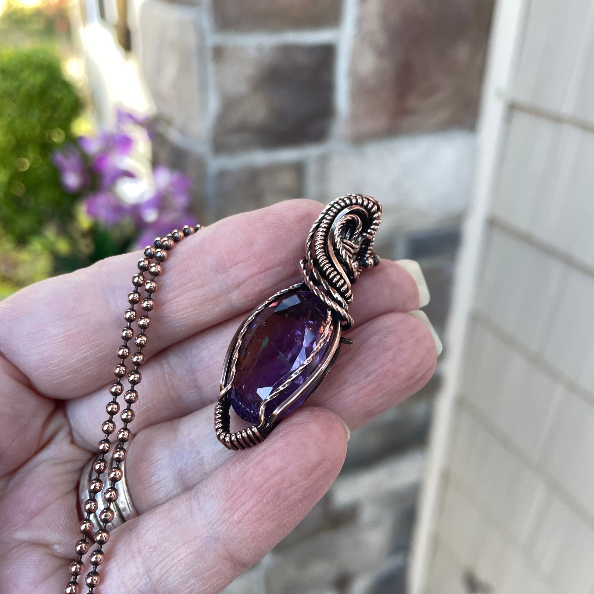 Faceted Ametrine Copper Pendant
