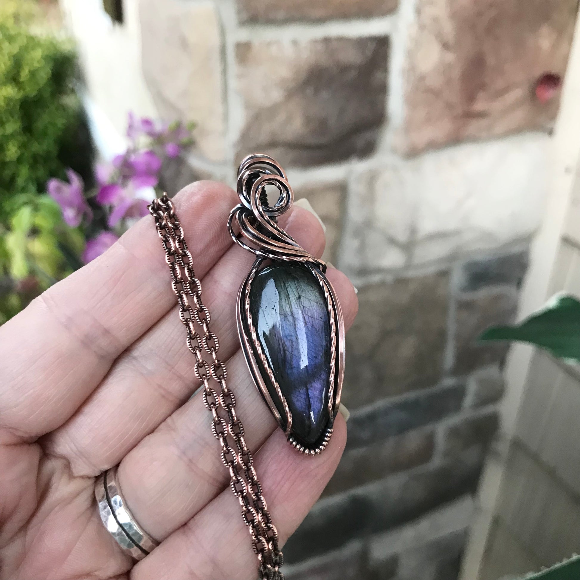 Purple & Light Green Copper Pendant