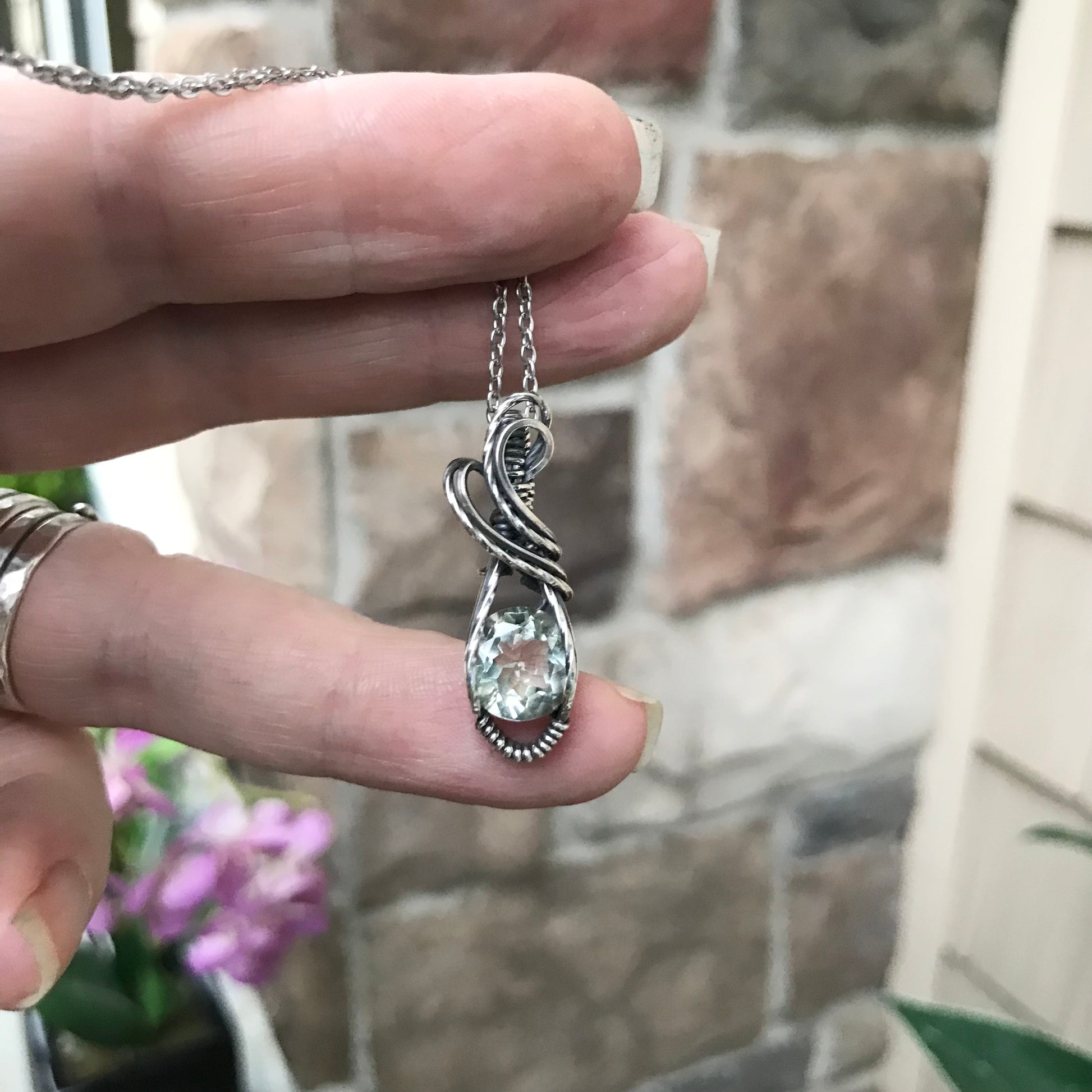 Prasiolite Sterling Silver Mini Pendant