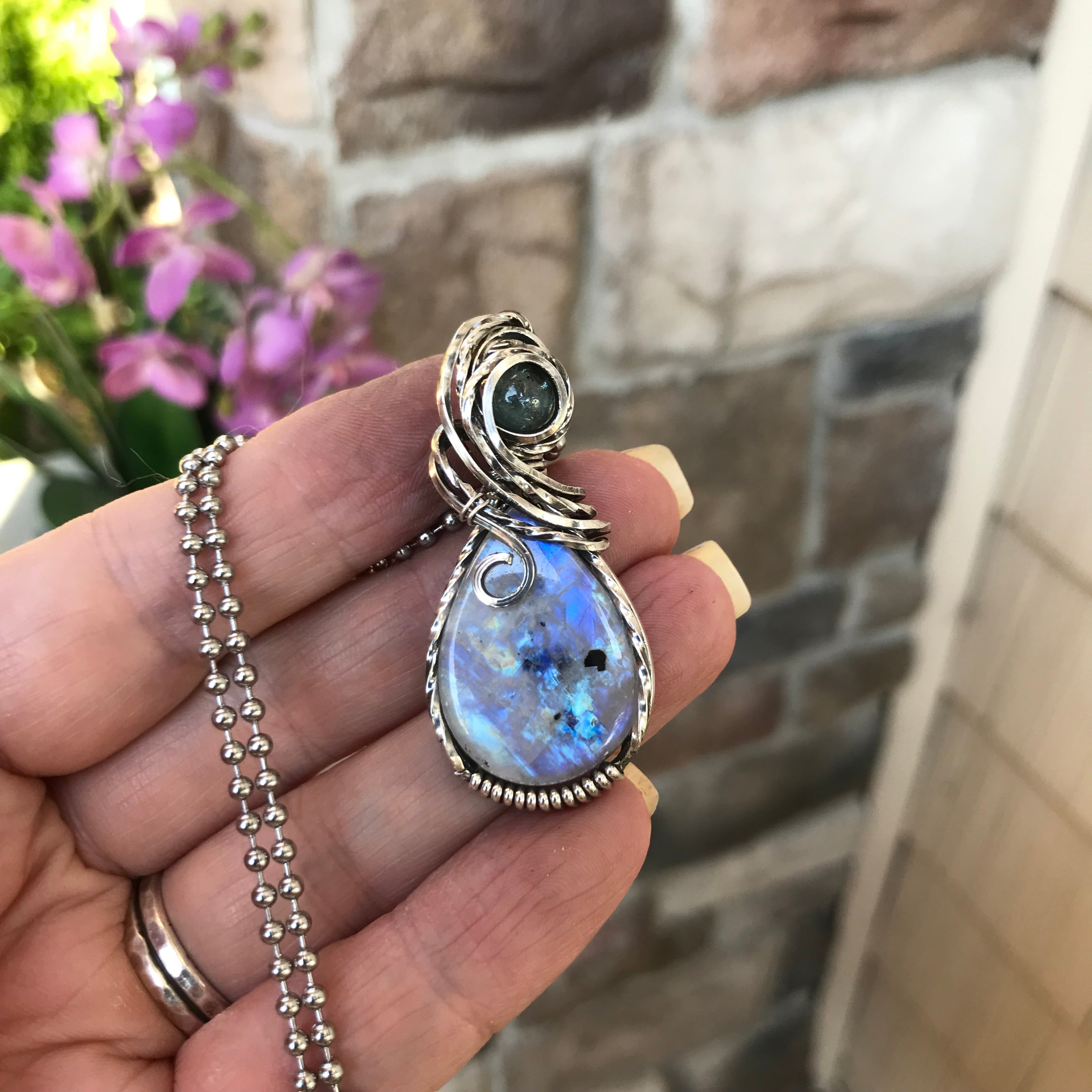 Moonstone & Aquamarine Silver Pendant