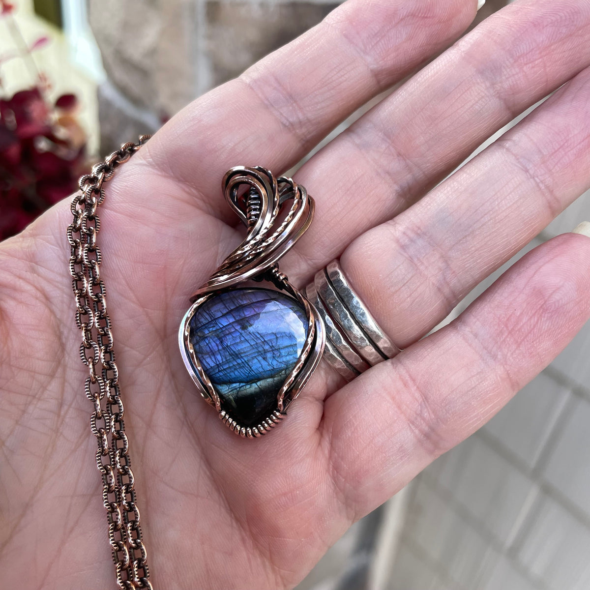 Indigo Purple Labradorite Copper Necklace