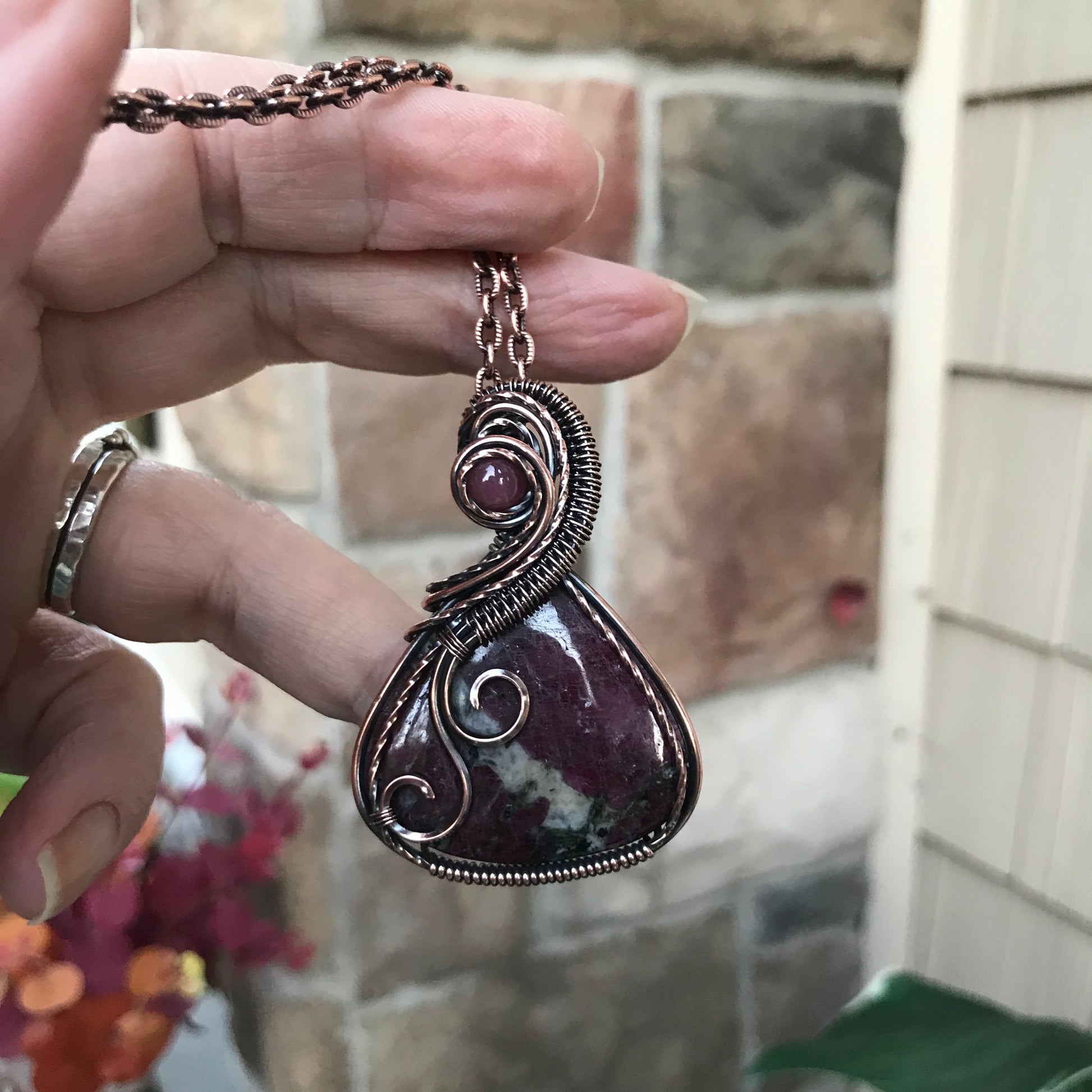 Ruby w/Ruby Accent Copper Pendant