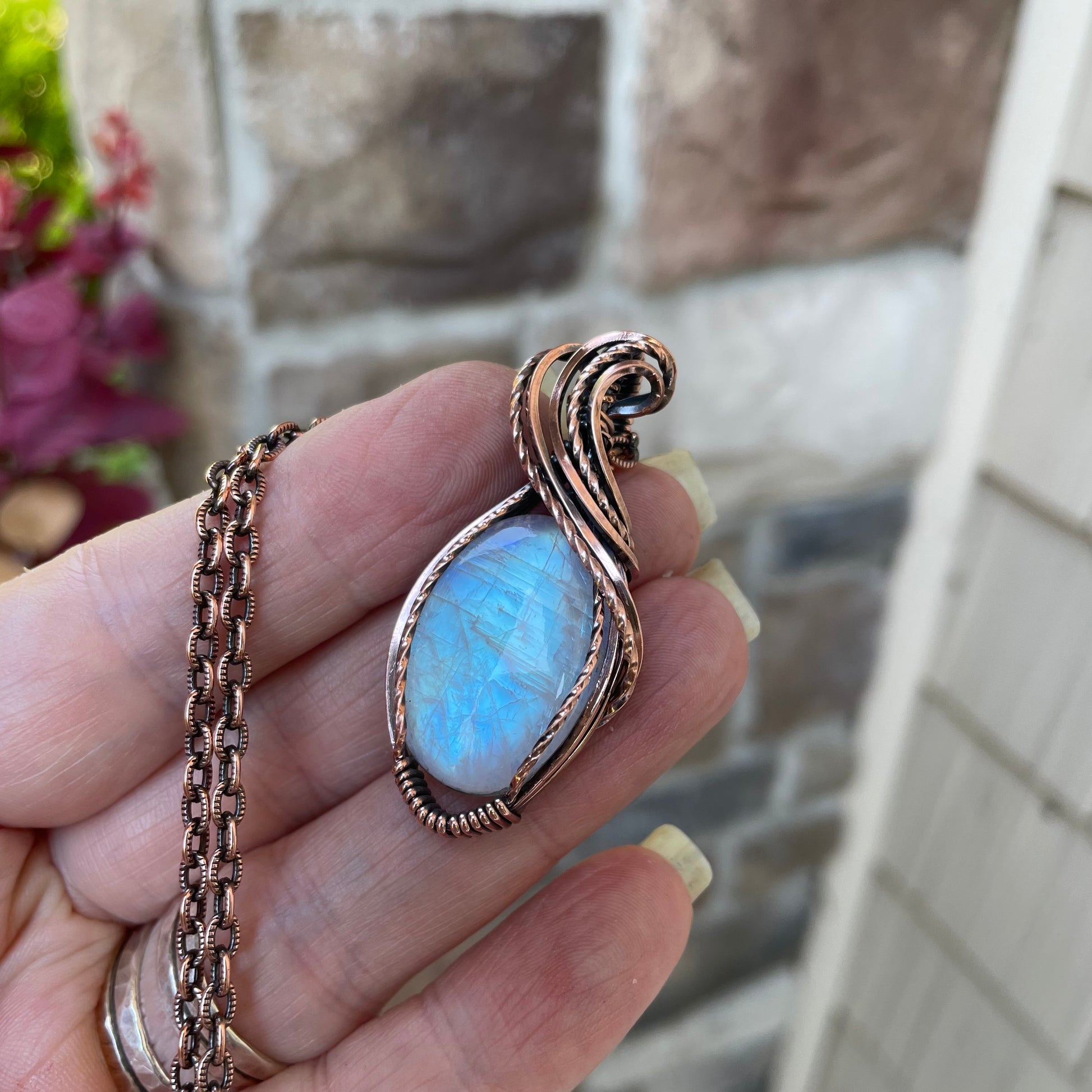 Moonstone Oval Copper Pendant