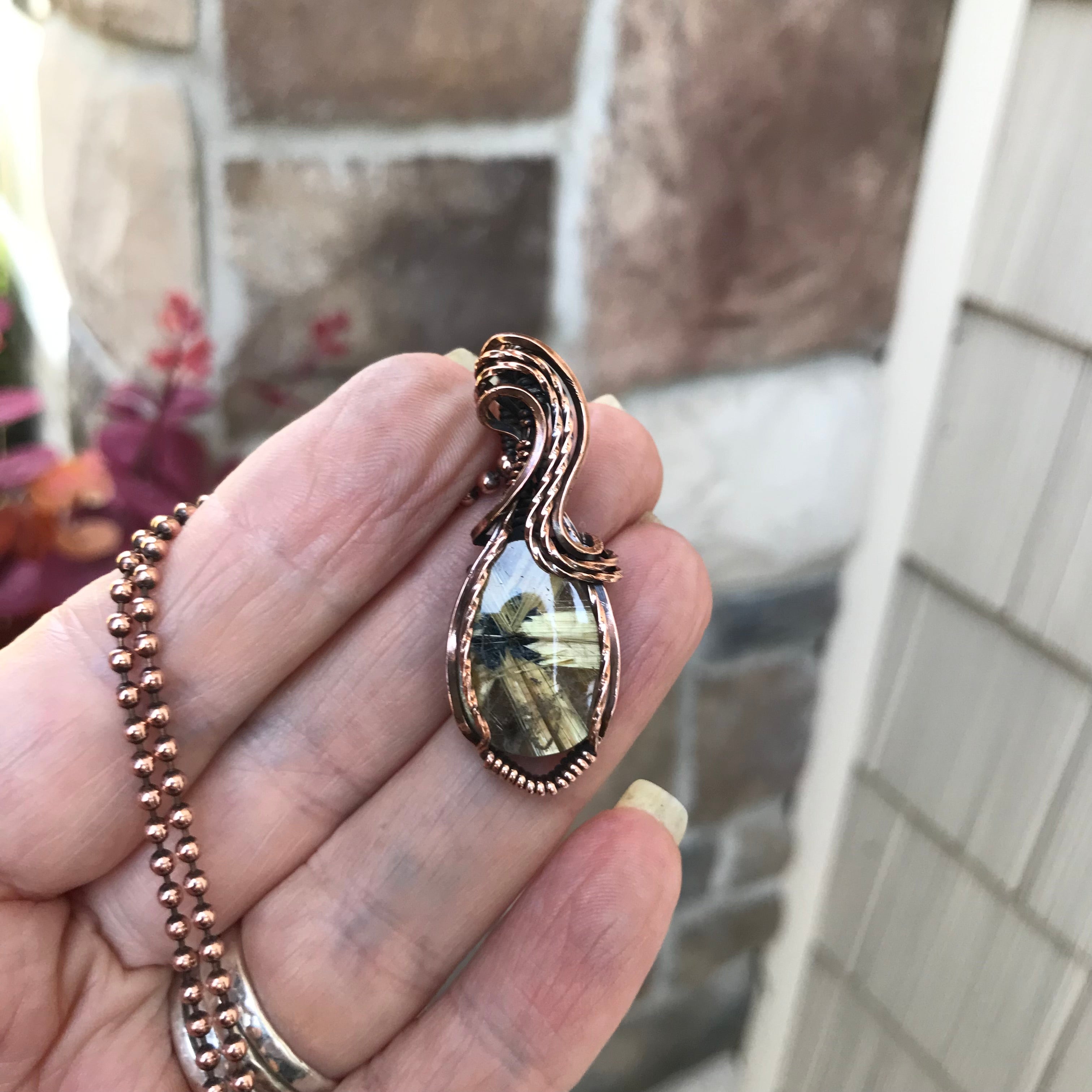 Golden Star Rutilated Quartz Copper Necklace
