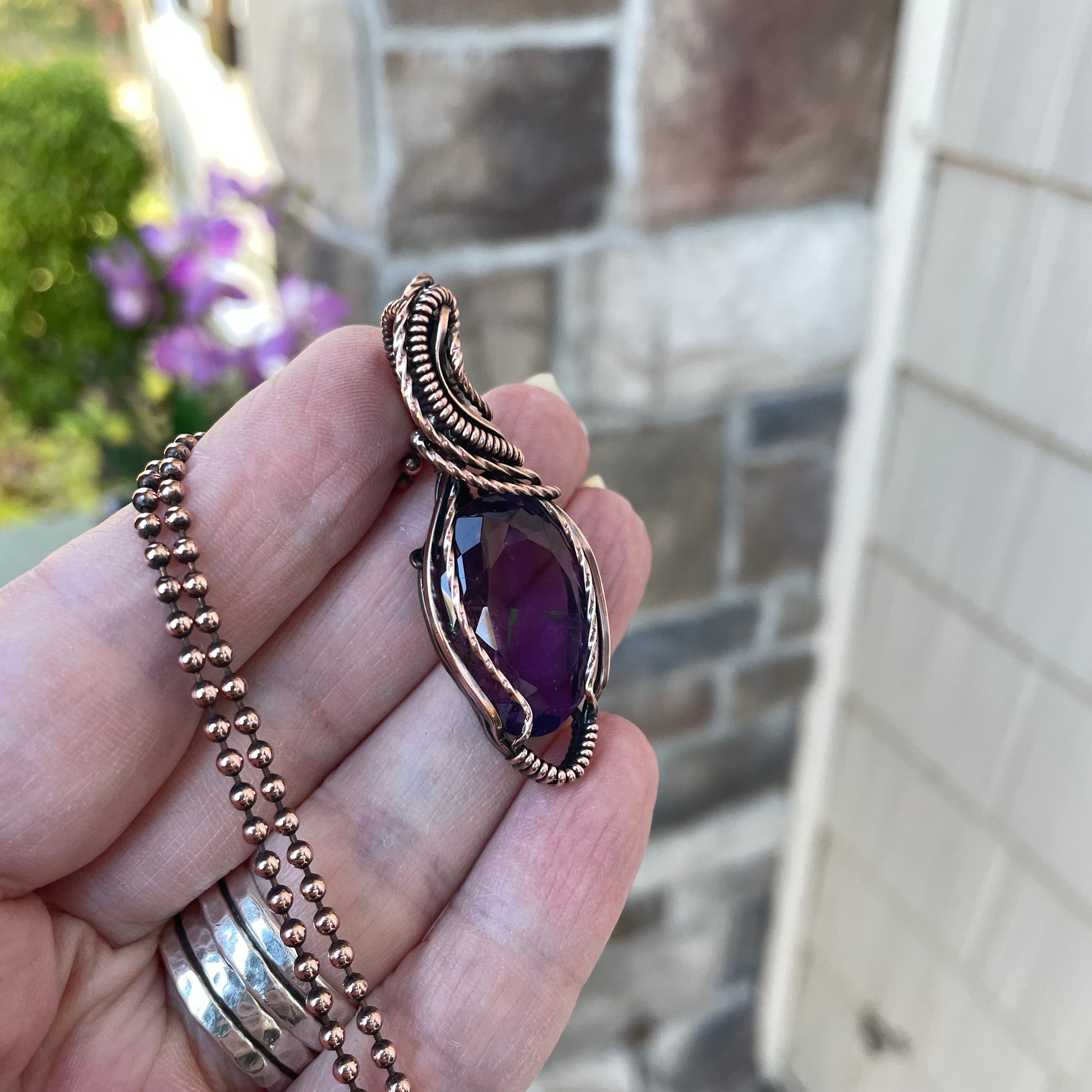 Faceted Ametrine Copper Pendant