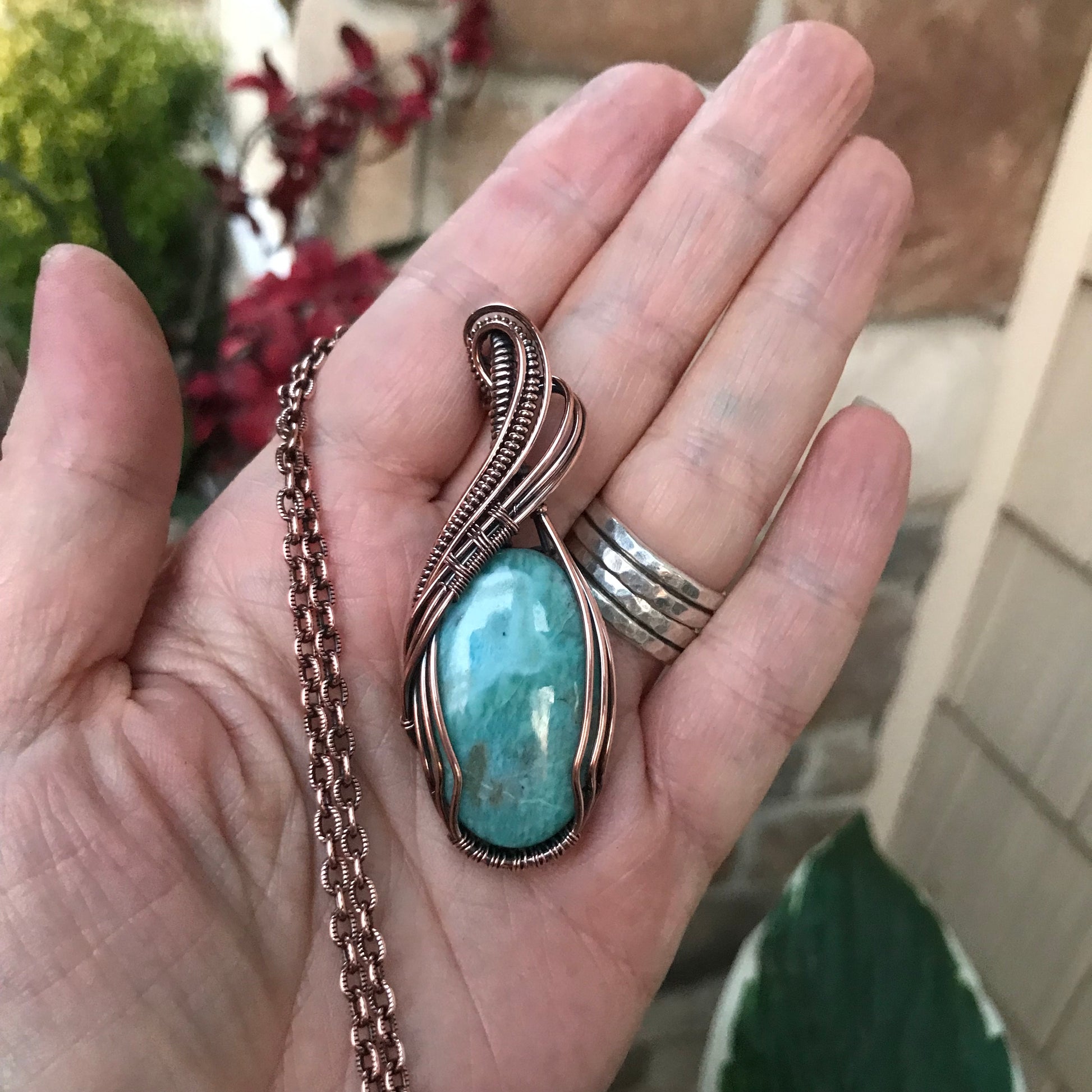 Larimar Oval Copper Pendant