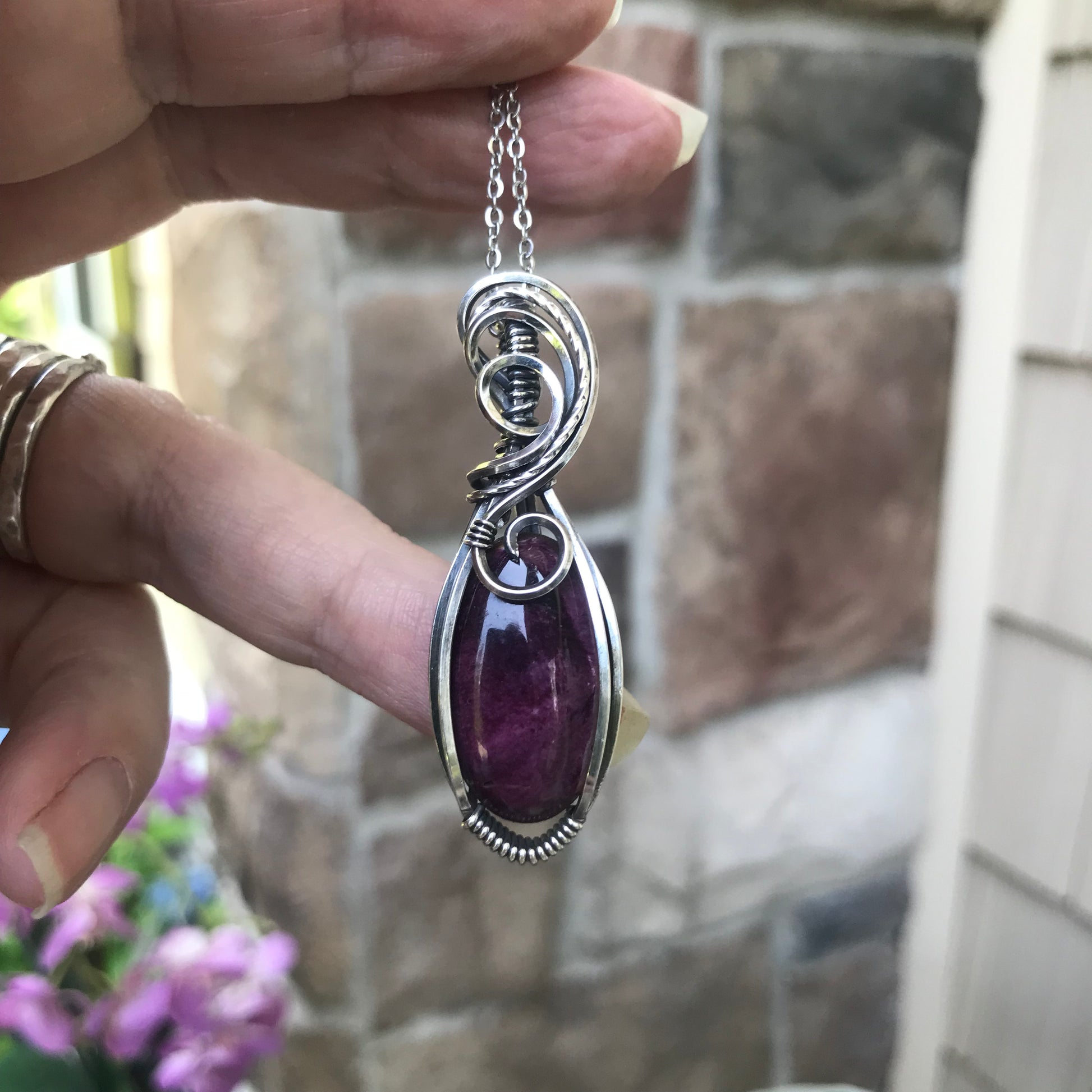 Purple Spiny Oyster Sterling Silver Pendant