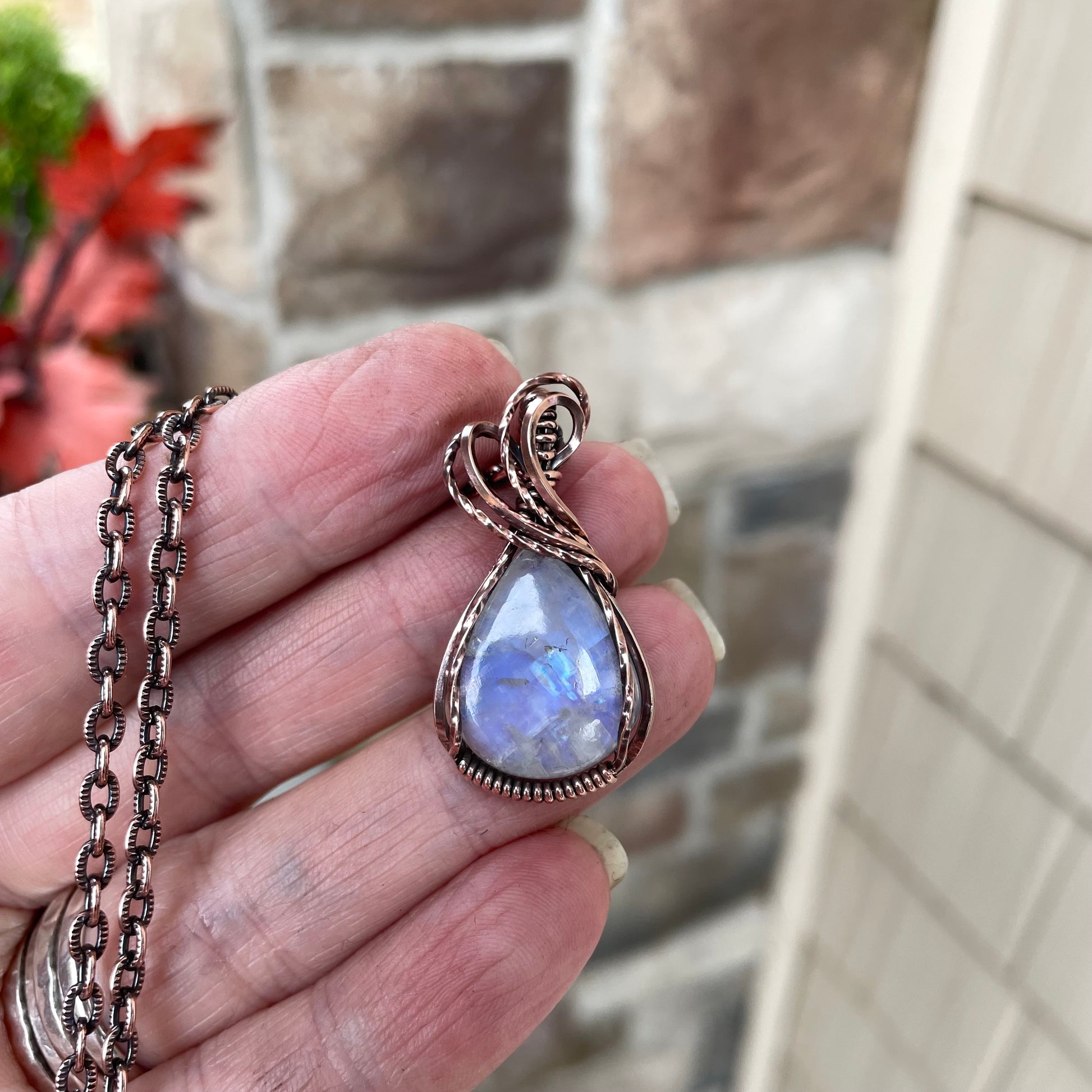 Moonstone Teardrop Copper Necklace