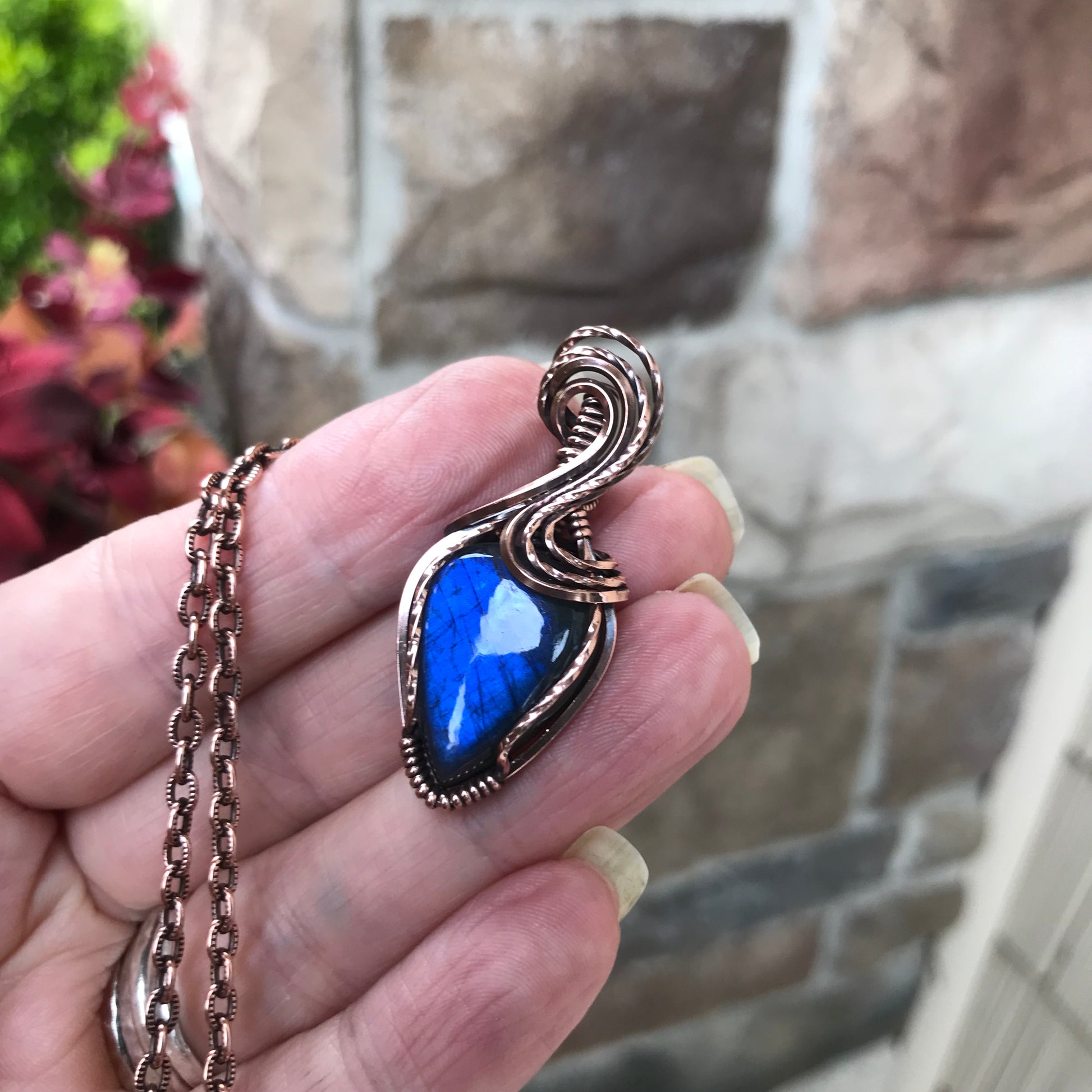 Blue Labradorite Small Copper Necklace