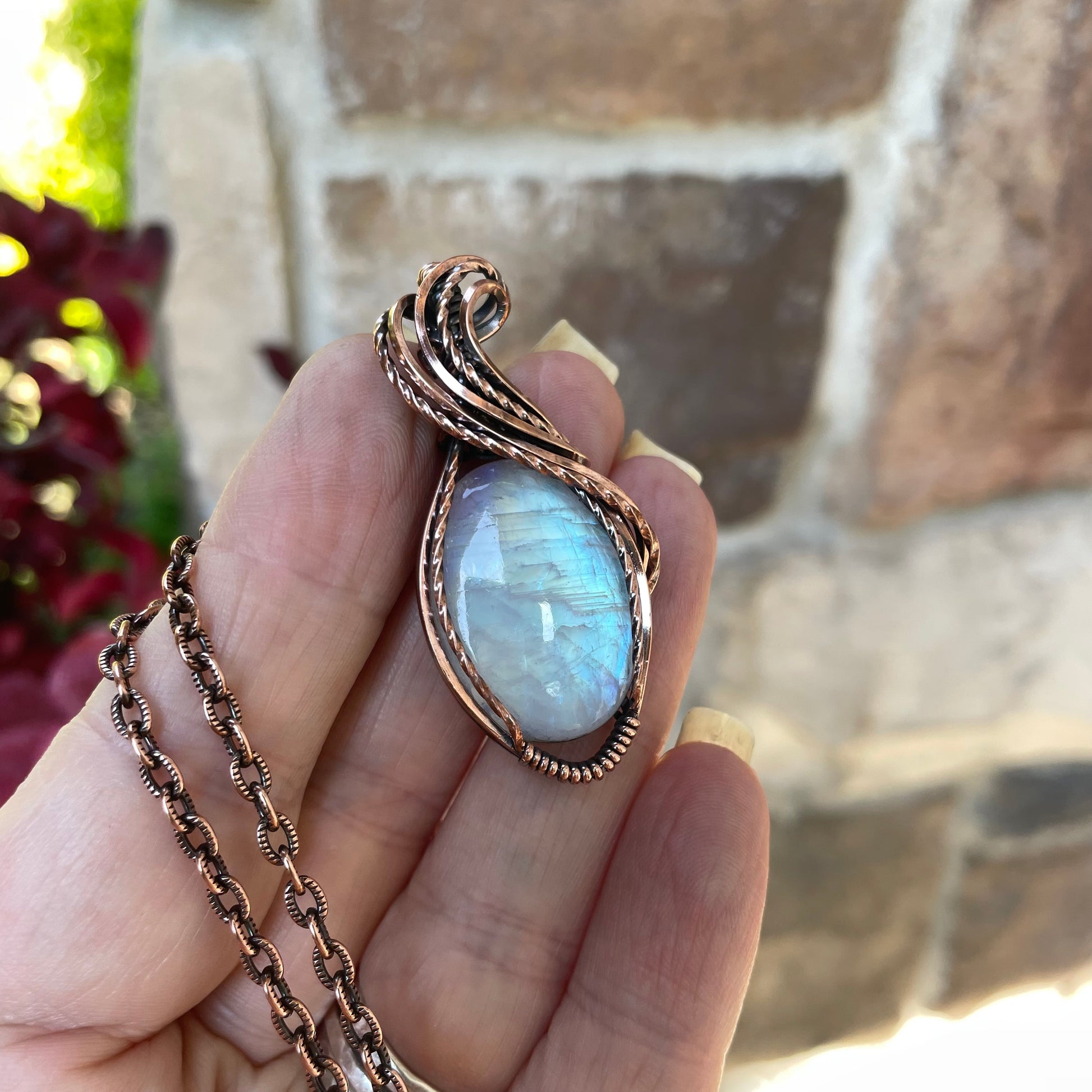 Moonstone Oval Copper Pendant