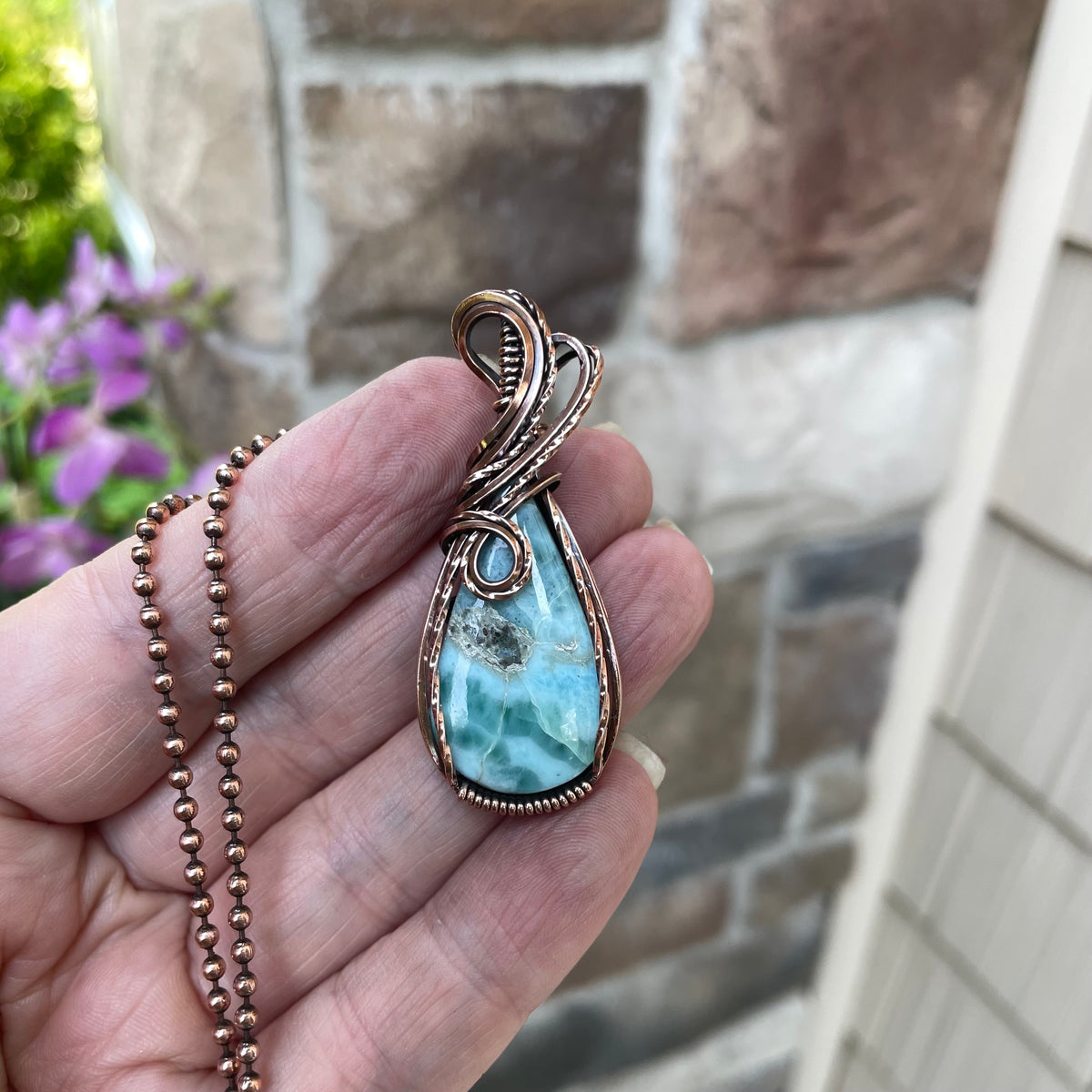 Larimar Small Copper Necklace