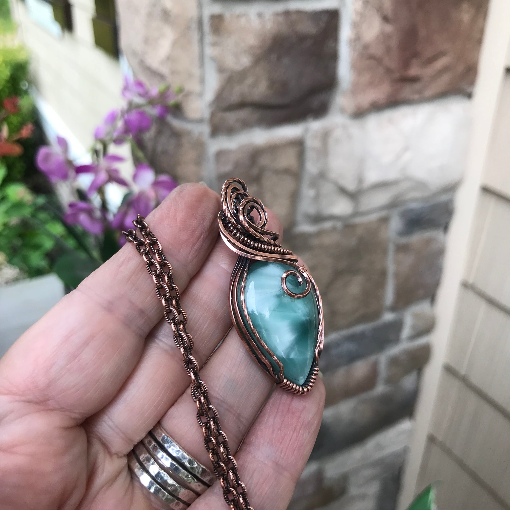 Blue Hemimorphite Copper Pendant