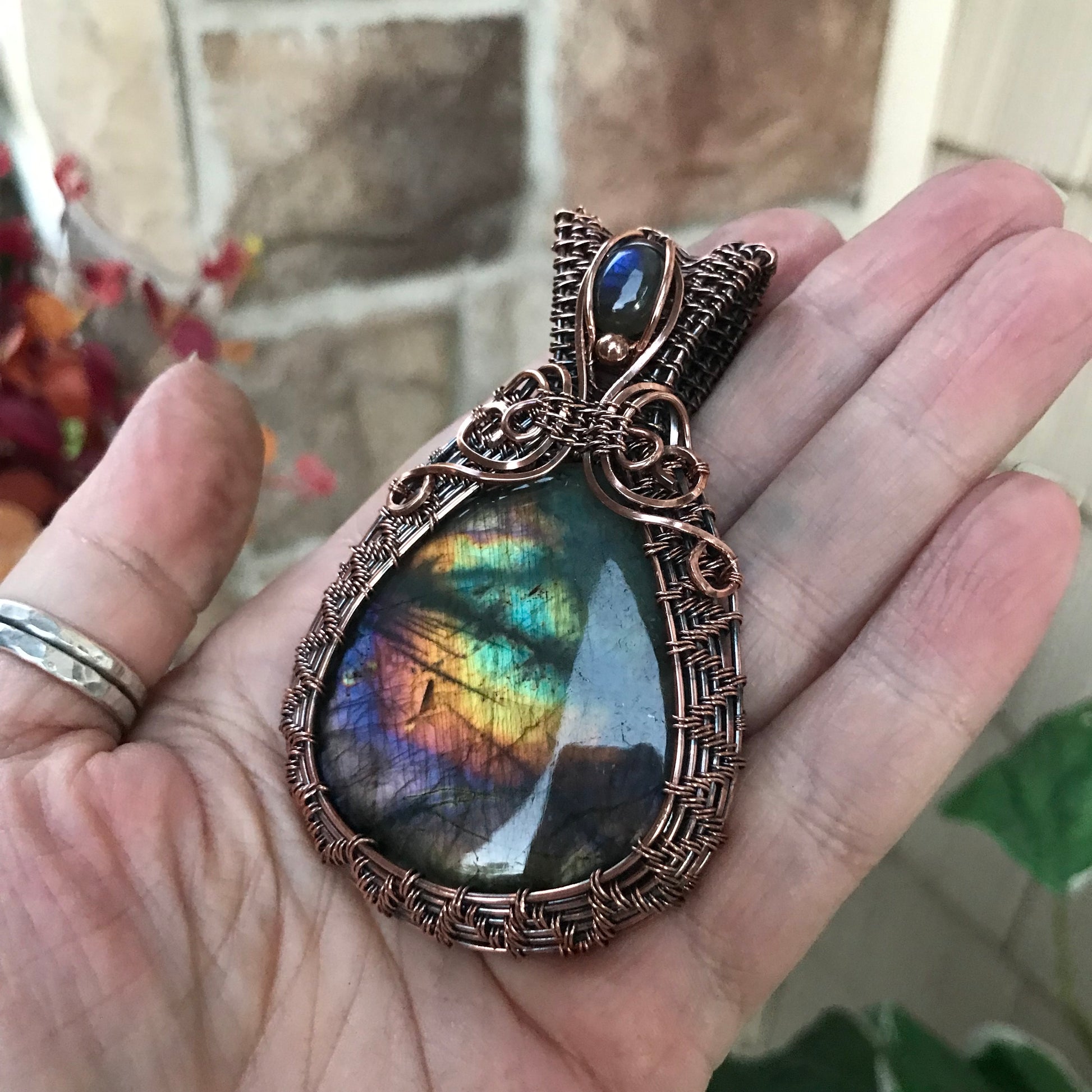 DISCOUNTED Rainbow Labradorite Copper Woven Necklace