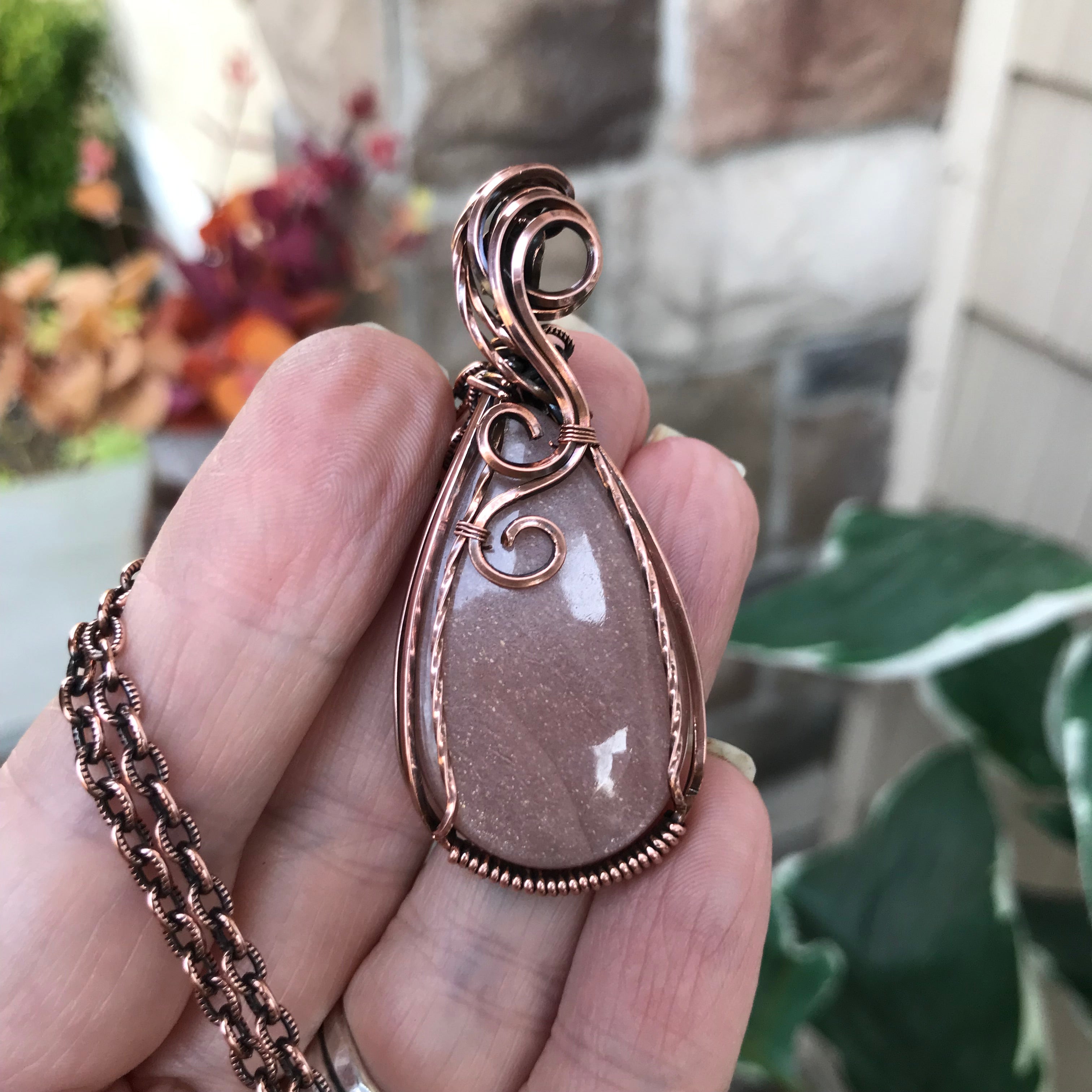 Peach Moonstone Copper Necklace