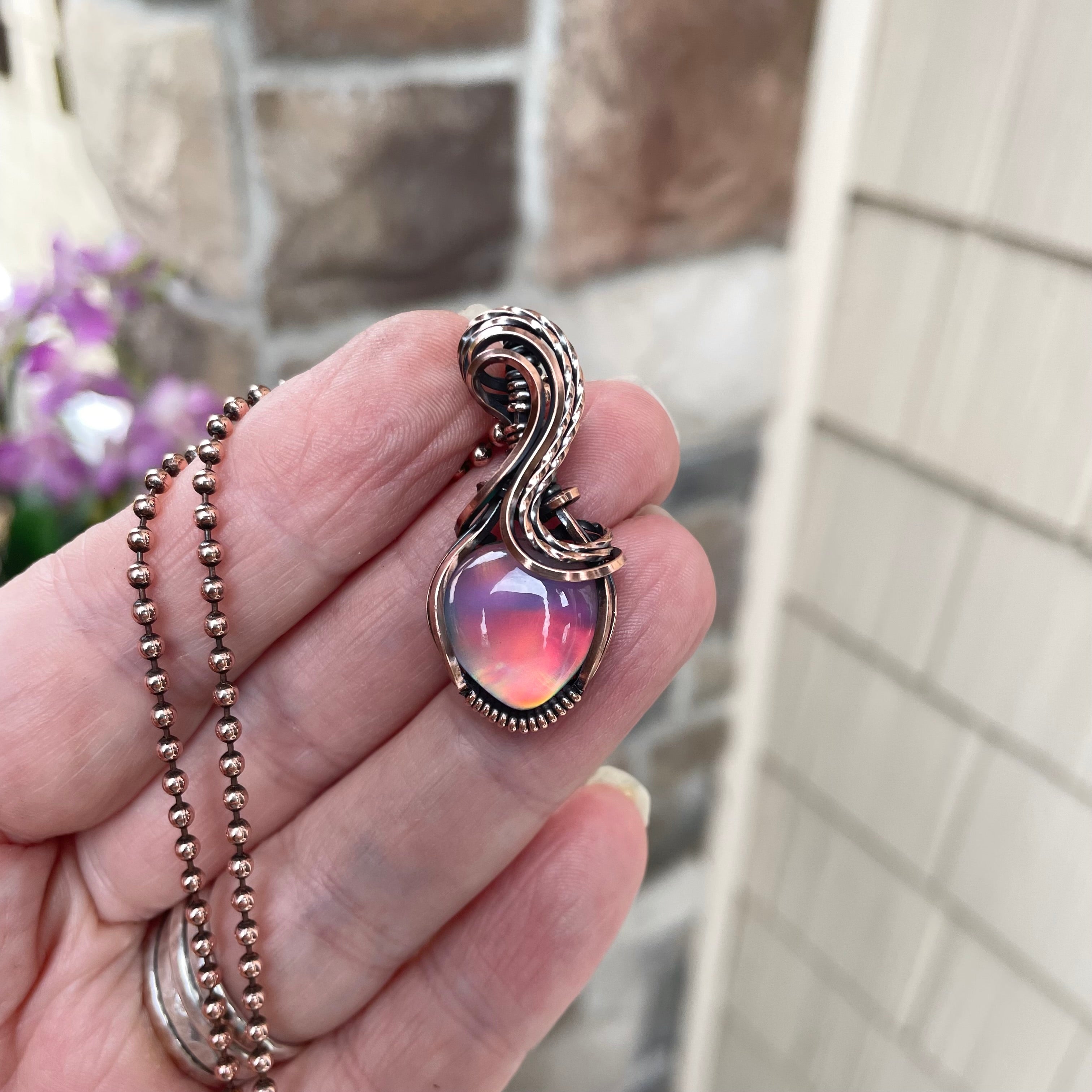 Aurora Opal Pastel Copper Pendant