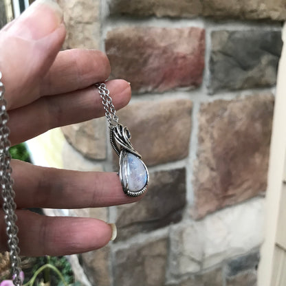 Moonstone Mini Pear Shape Sterling Silver Pendant