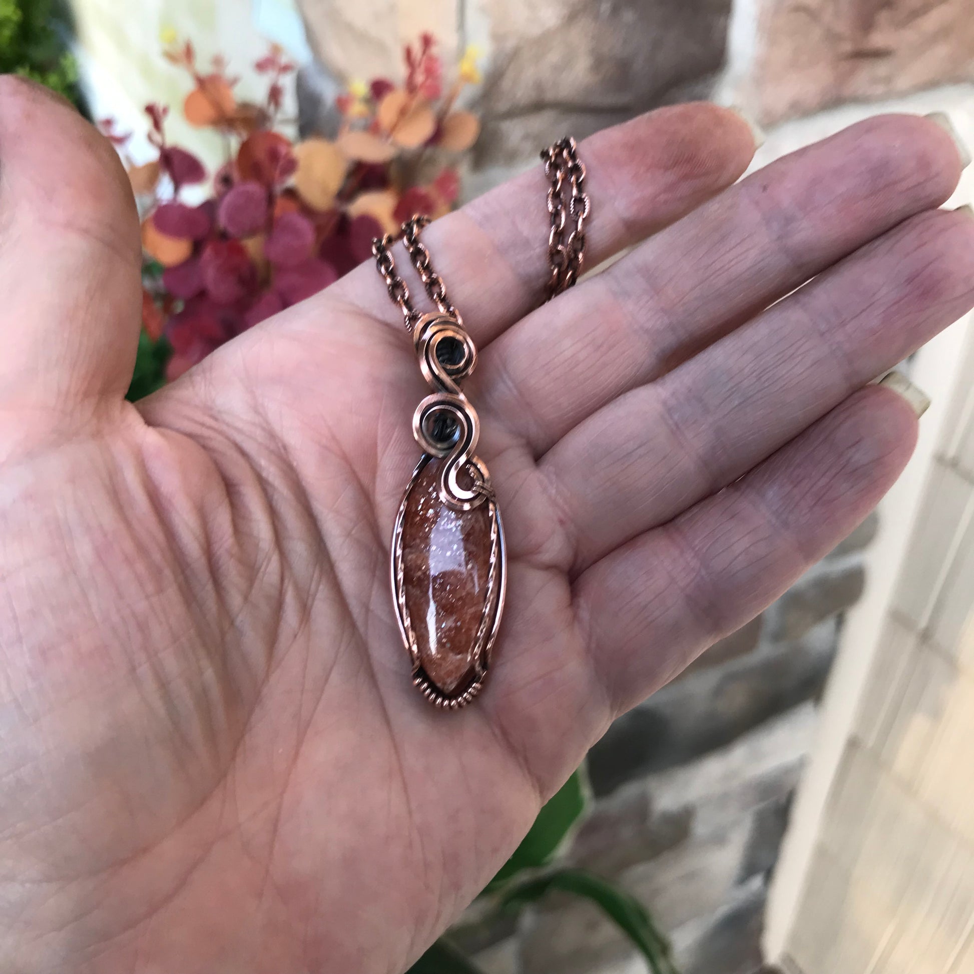 Sunstone Marquis Copper Necklace