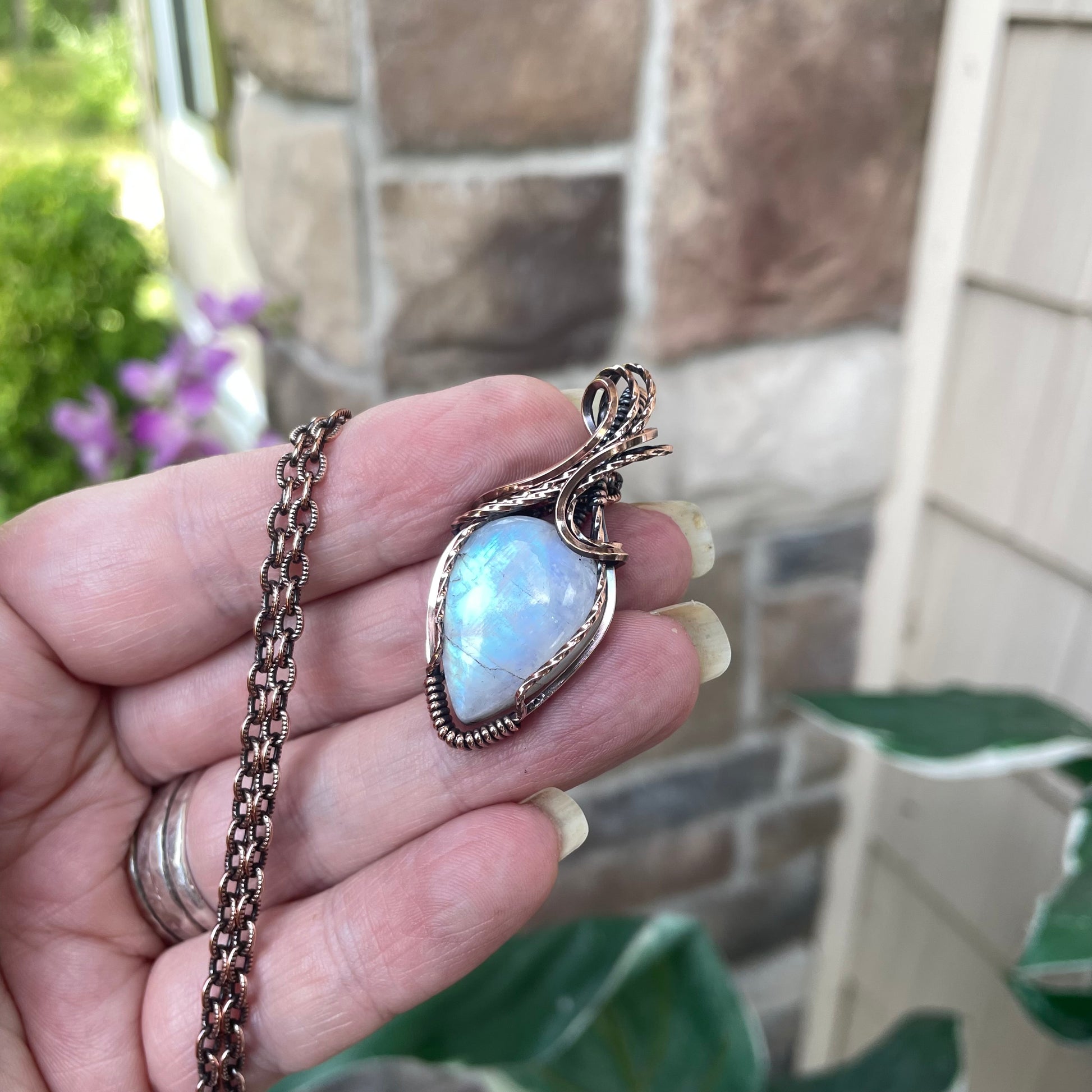Moonstone Copper Pendant
