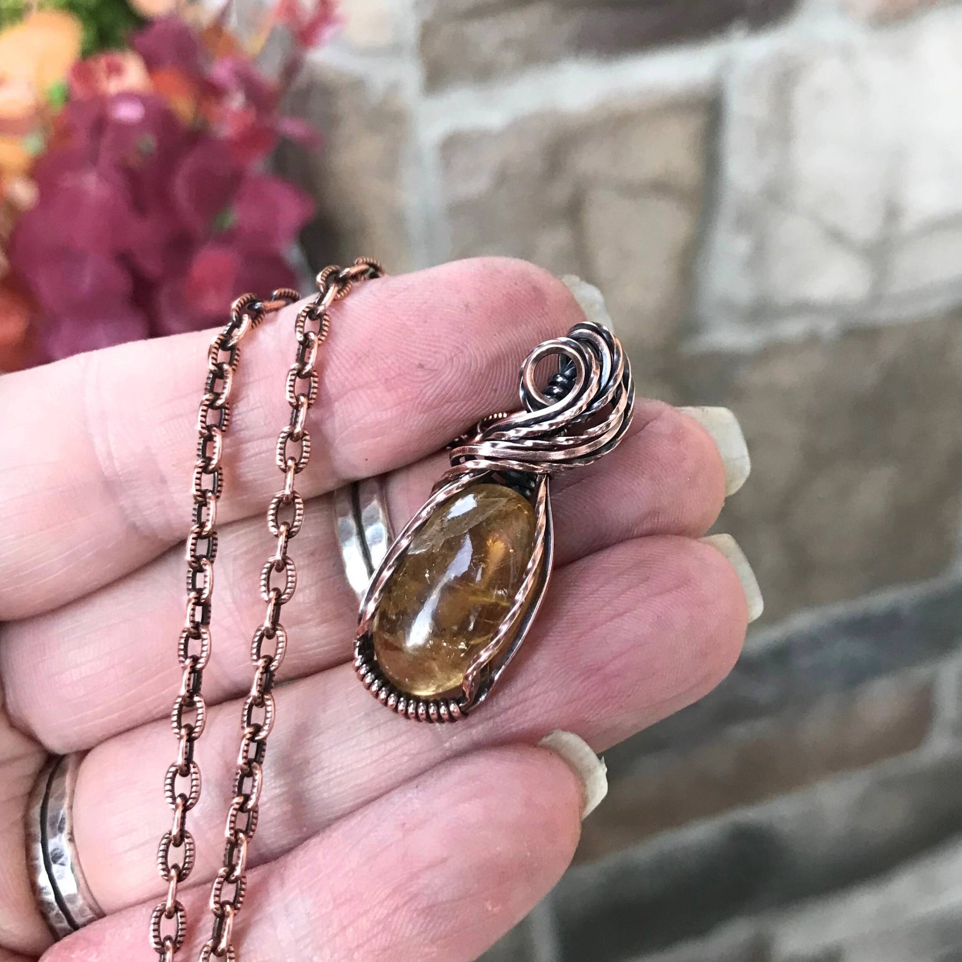 Citrine Oval Copper Necklace