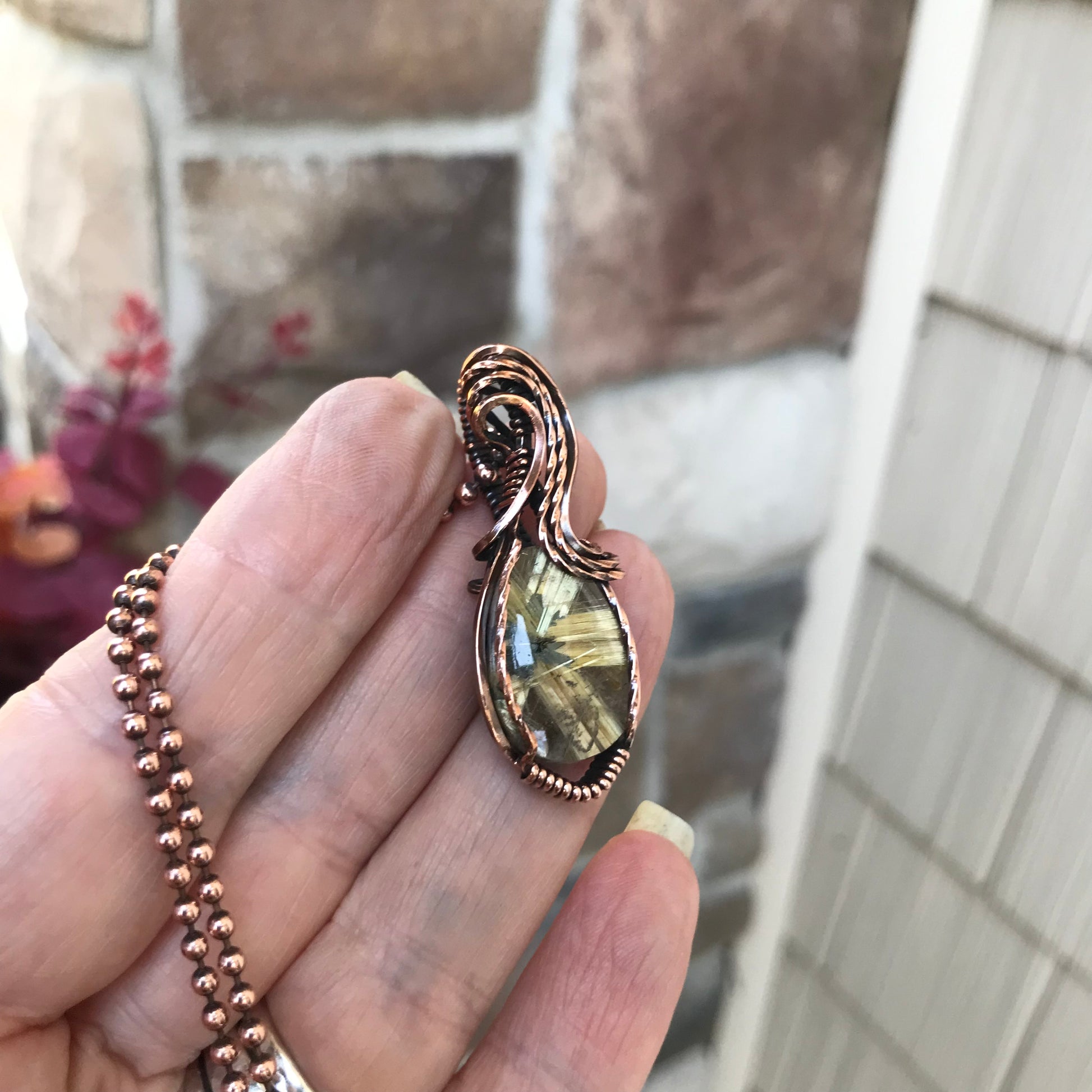 Golden Star Rutilated Quartz Copper Necklace