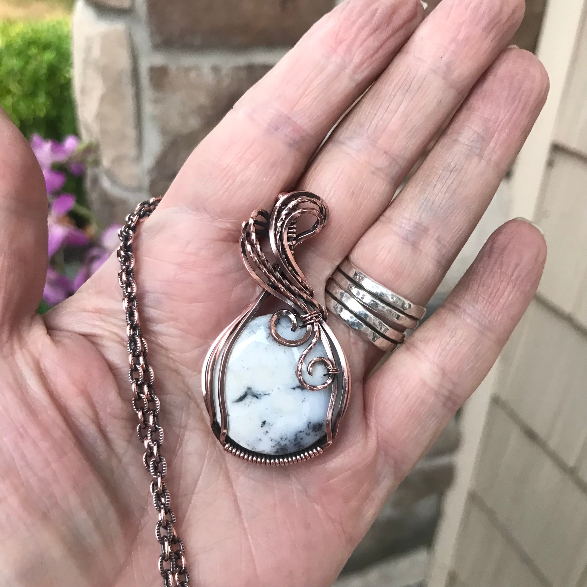 Dendritic Agate Copper Pendant