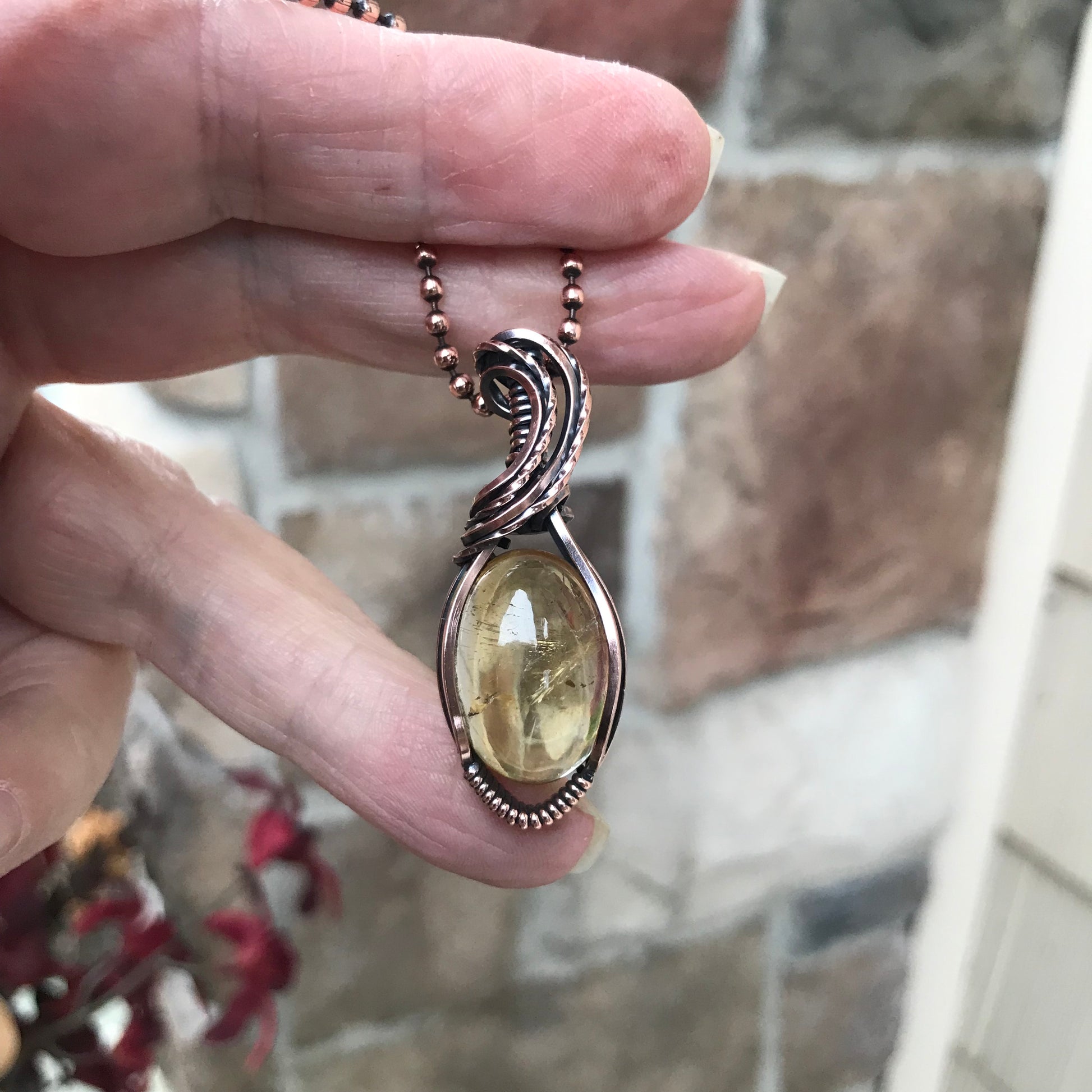 Citrine Oval Copper Necklace
