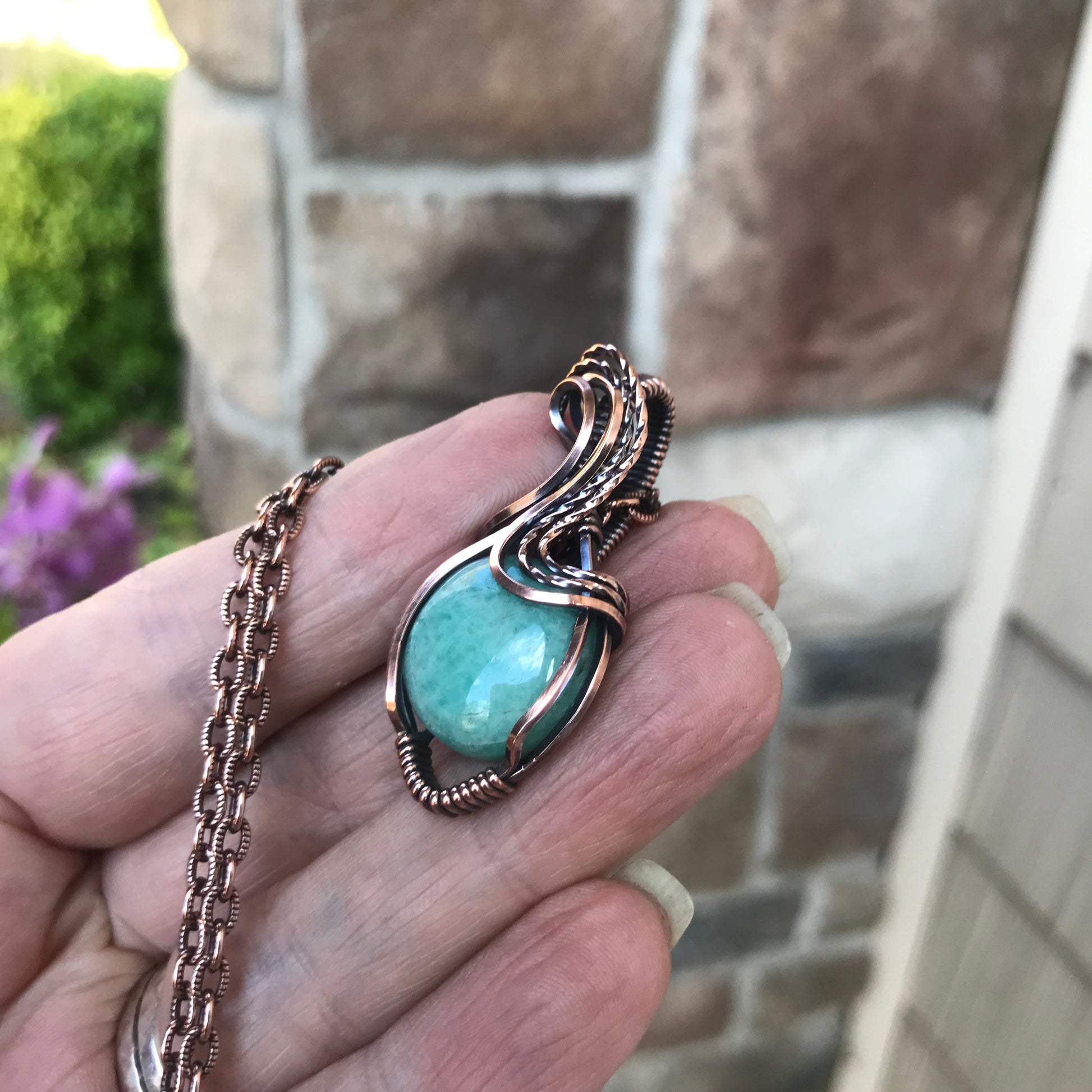 Amazonite Small Copper Necklace