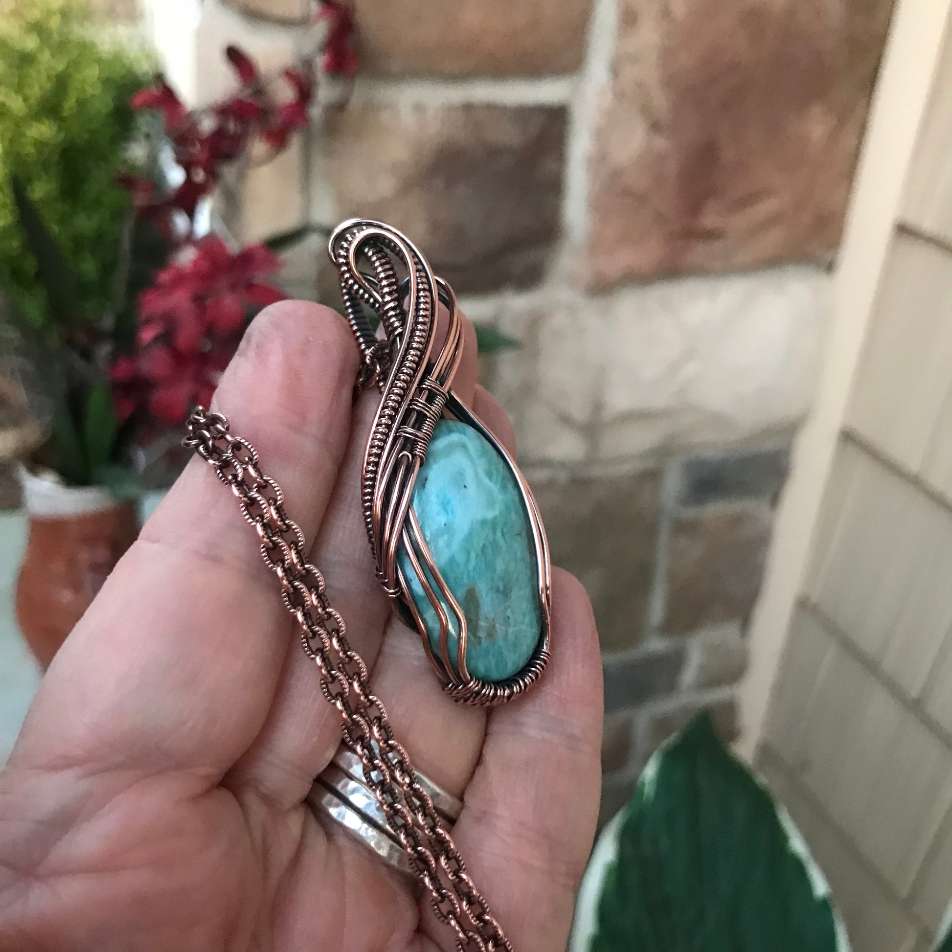 Larimar Oval Copper Pendant