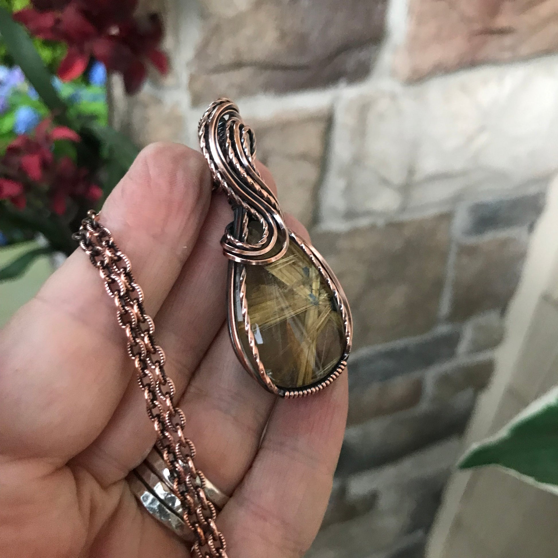 Gold Star Rutile Quartz Copper Necklace
