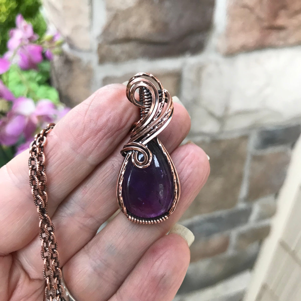 Amethyst Small Copper Necklace