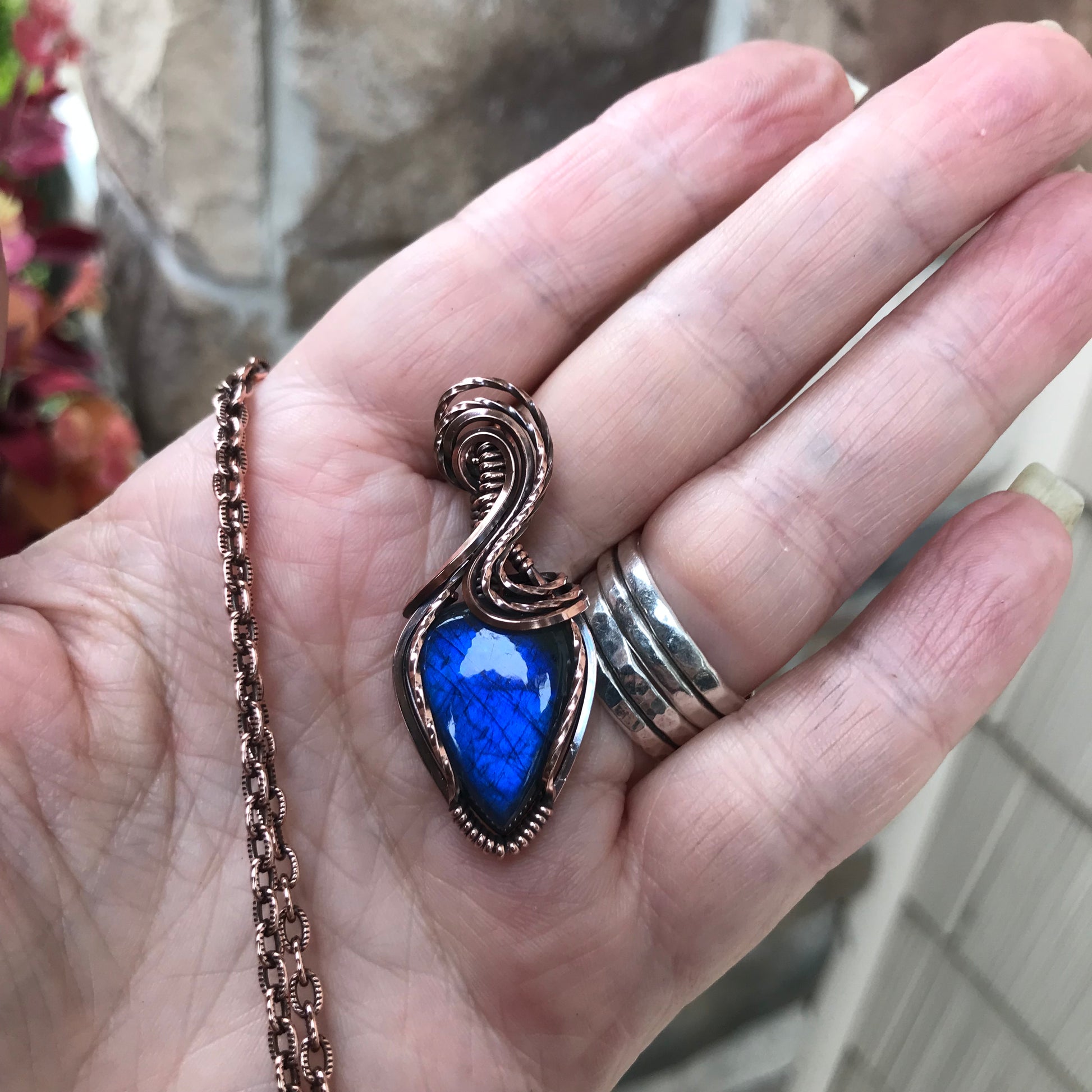 Blue Labradorite Small Copper Necklace