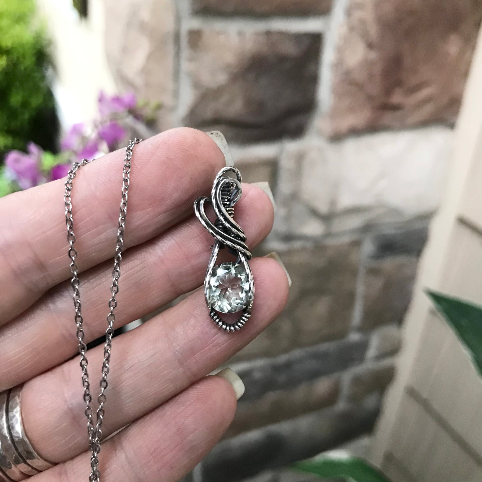 Prasiolite Sterling Silver Mini Pendant