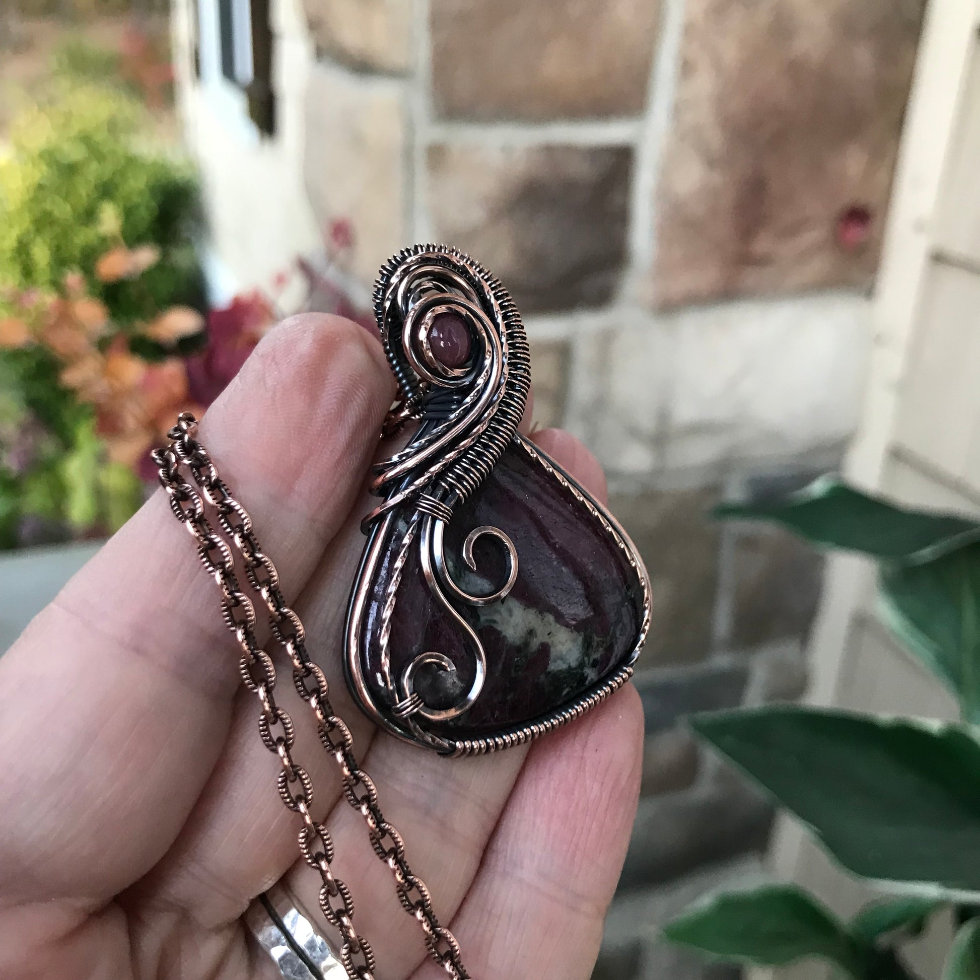 Ruby w/Ruby Accent Copper Pendant