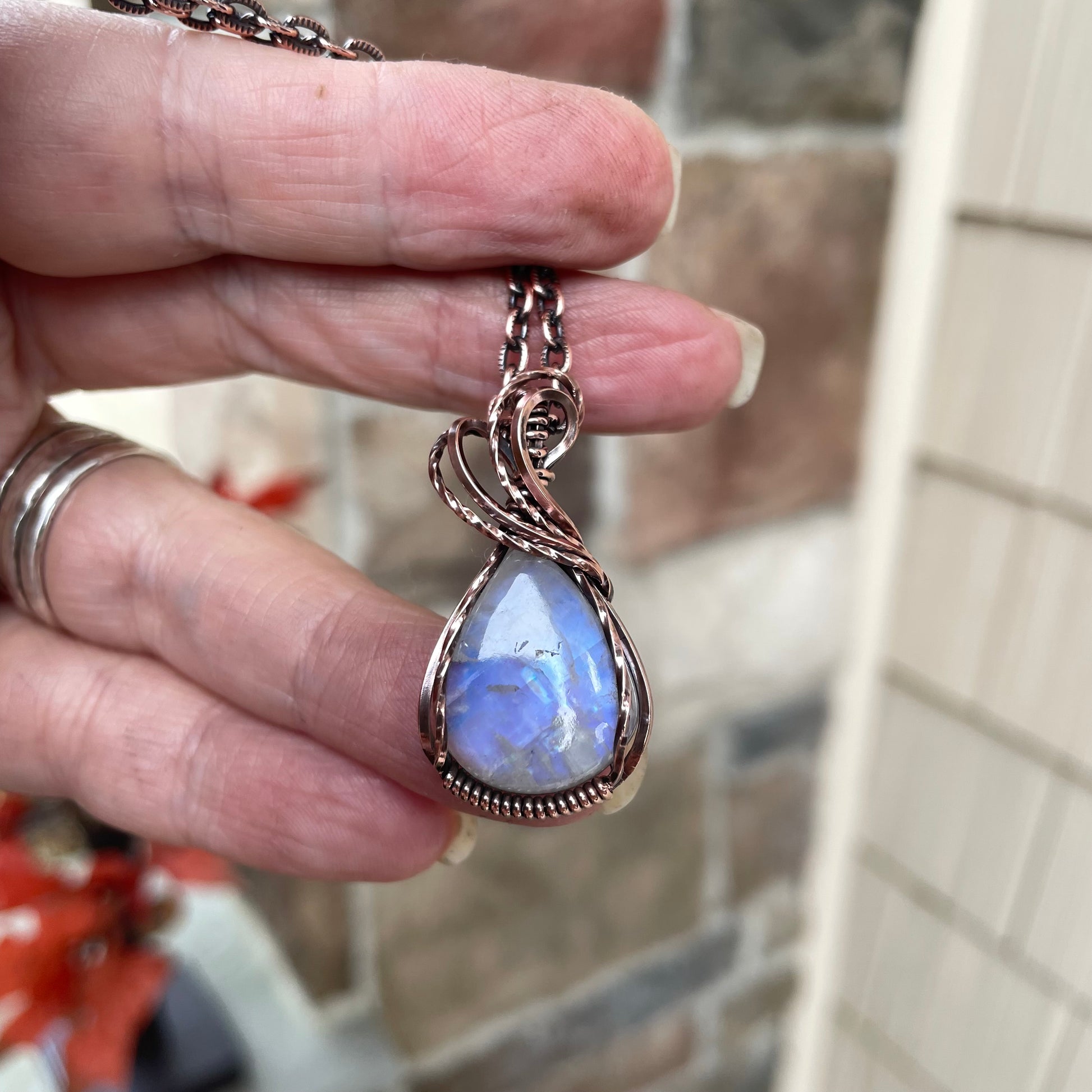 Moonstone Teardrop Copper Necklace