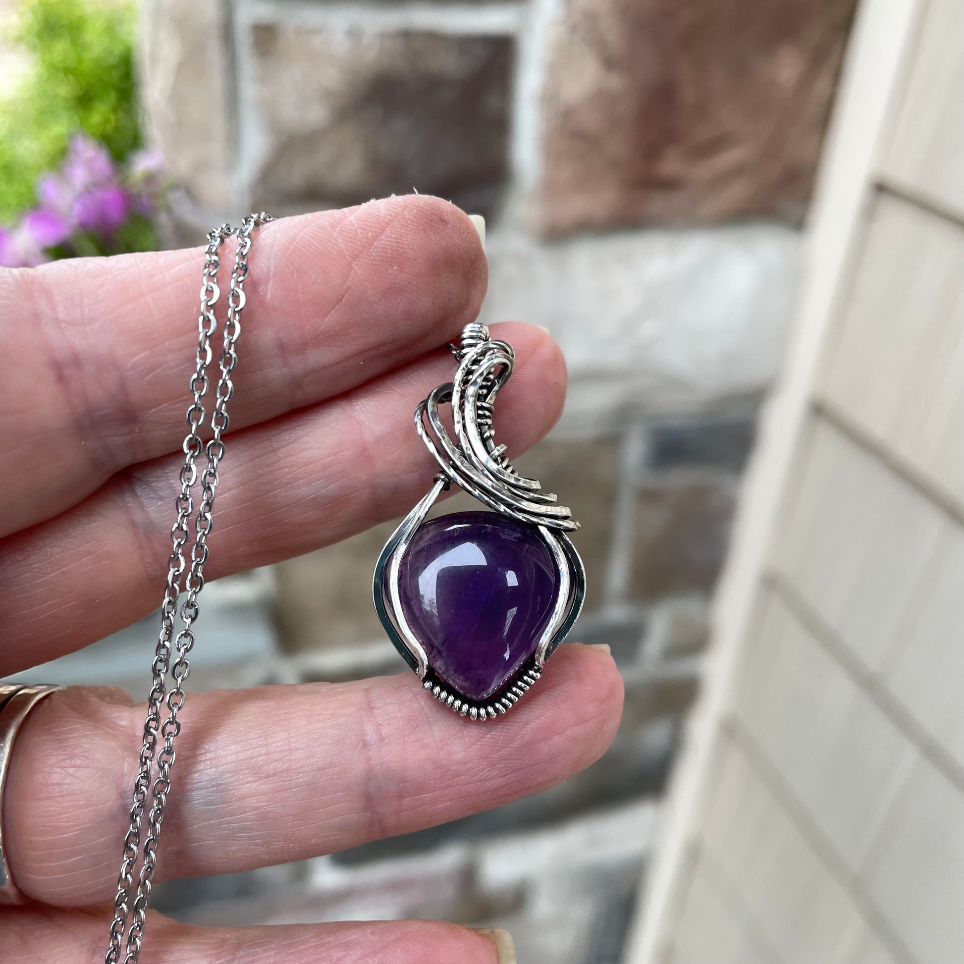 Amethyst Small Silver Necklace