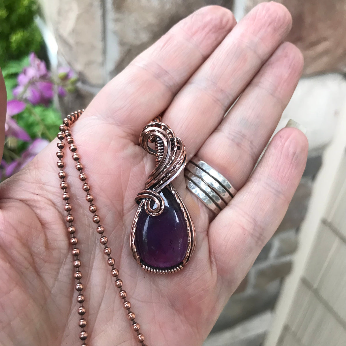 Amethyst Small Copper Necklace