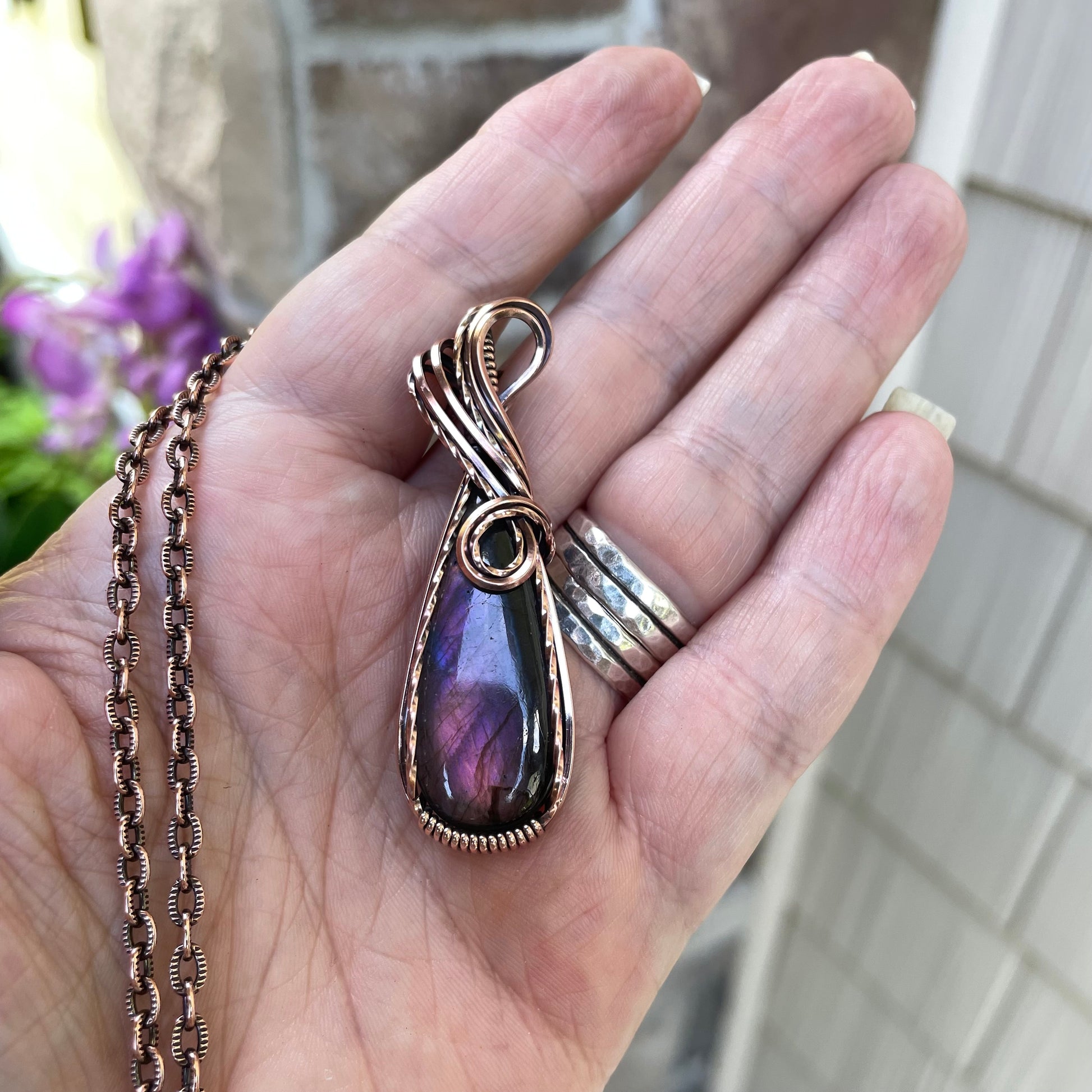 Purple Labradorite Copper Pendant
