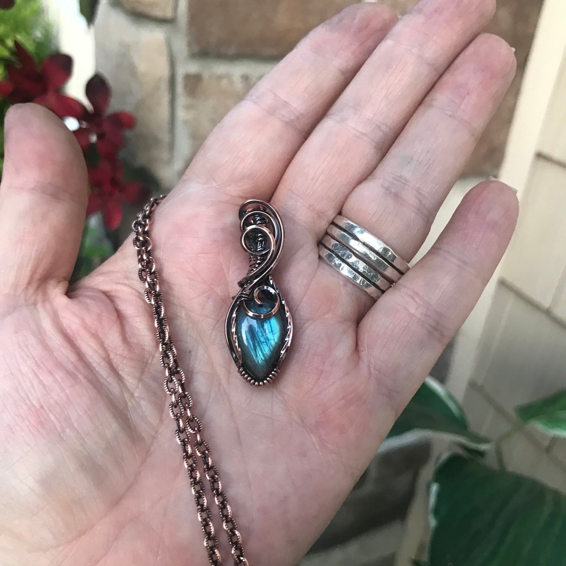 Blue Labradorite Mini Copper Necklace