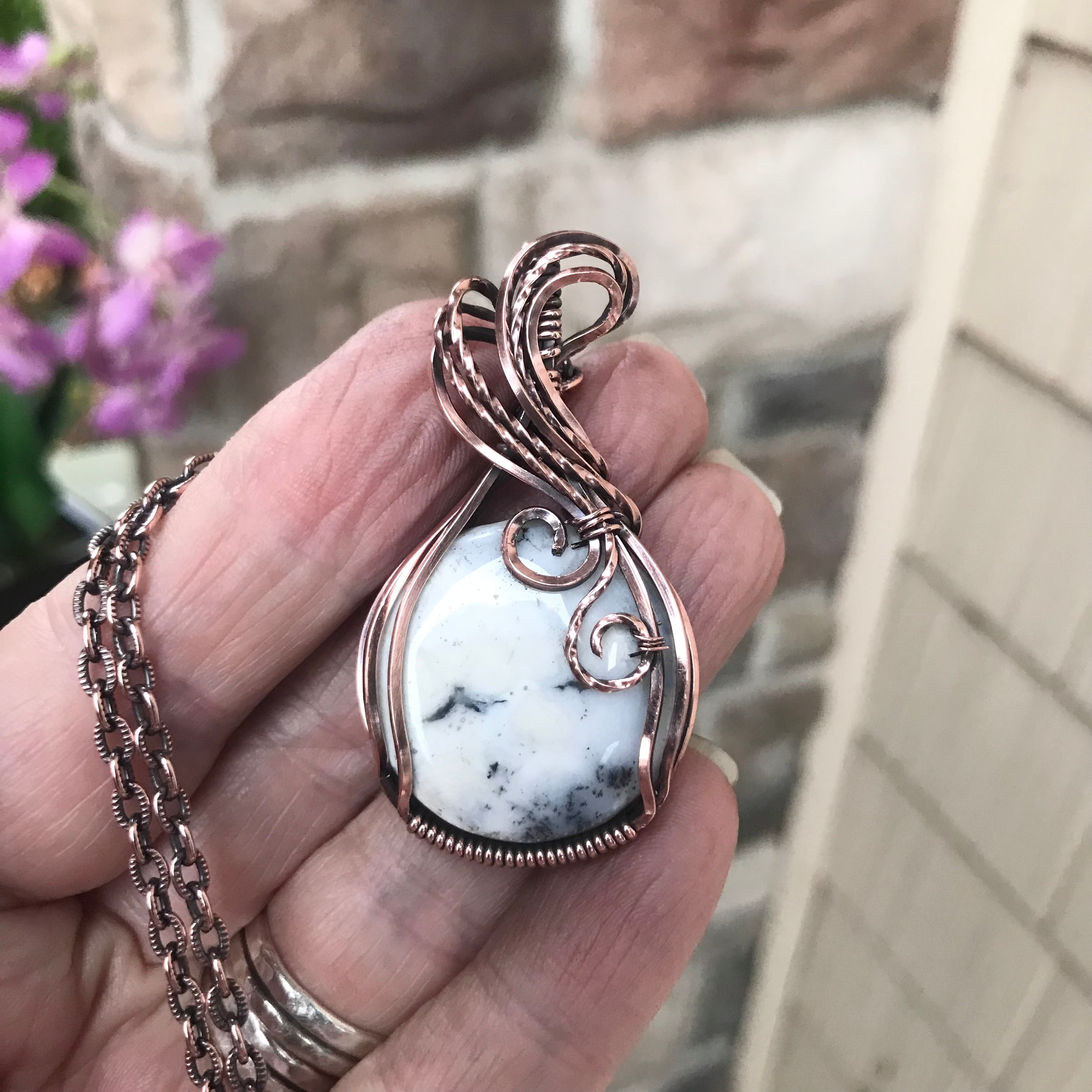 Dendritic Agate Copper Pendant