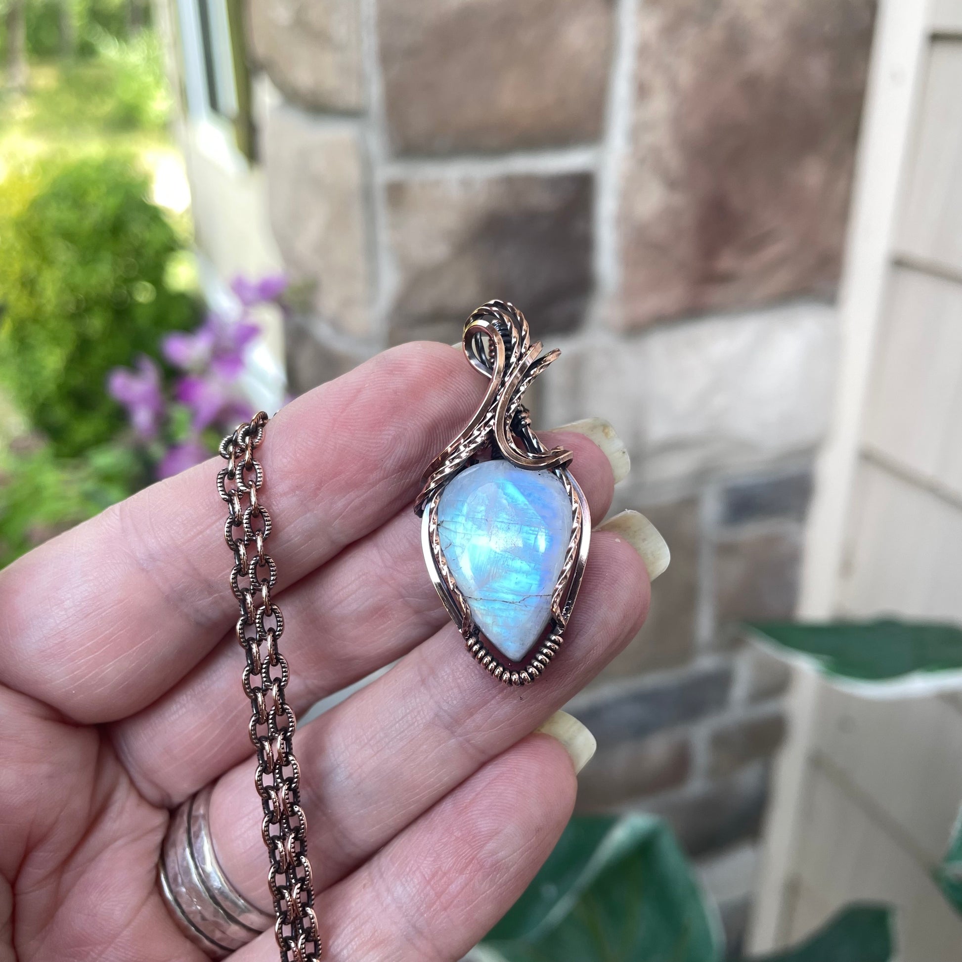 Moonstone Copper Pendant