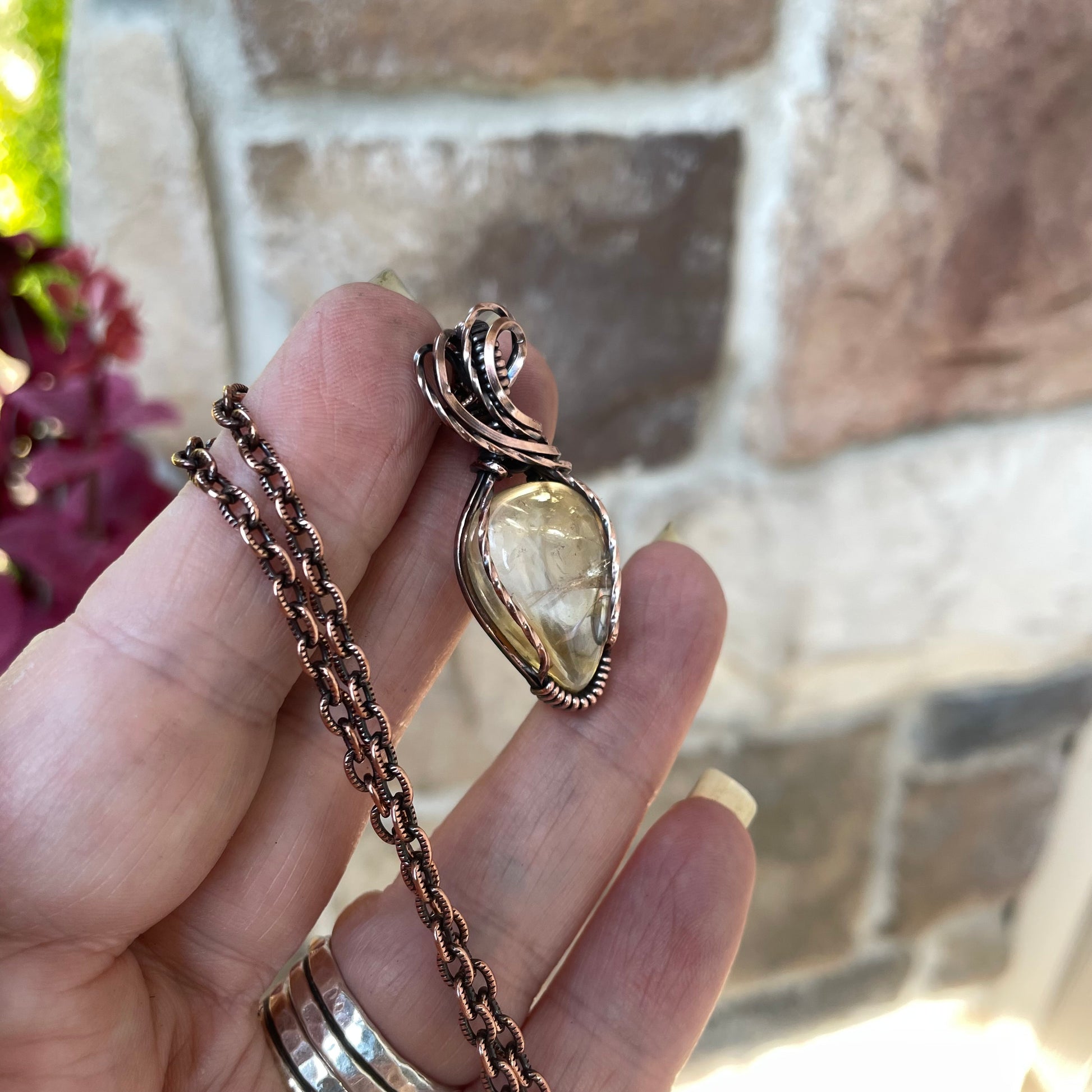 Citrine Small Copper Necklace