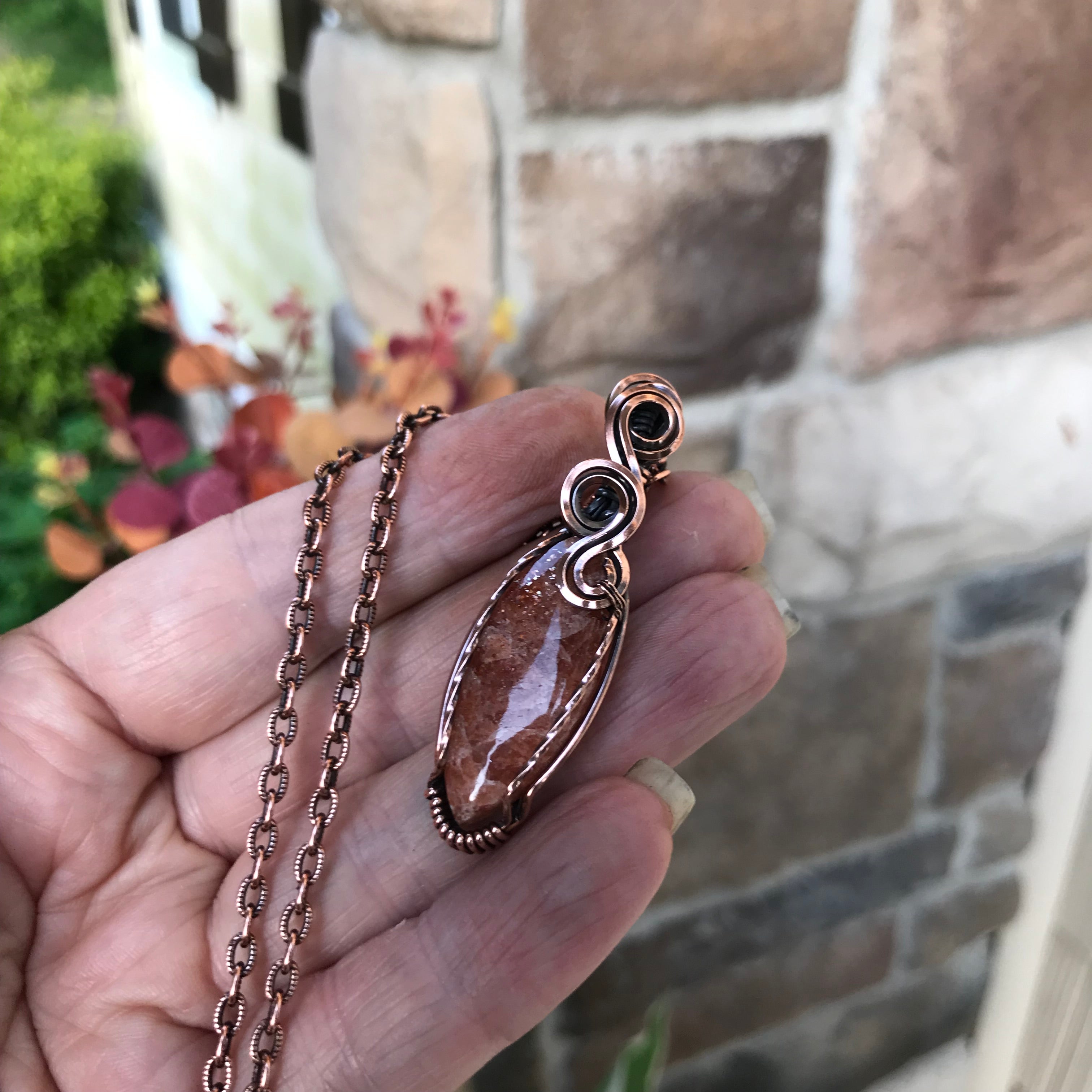 Sunstone Marquis Copper Necklace