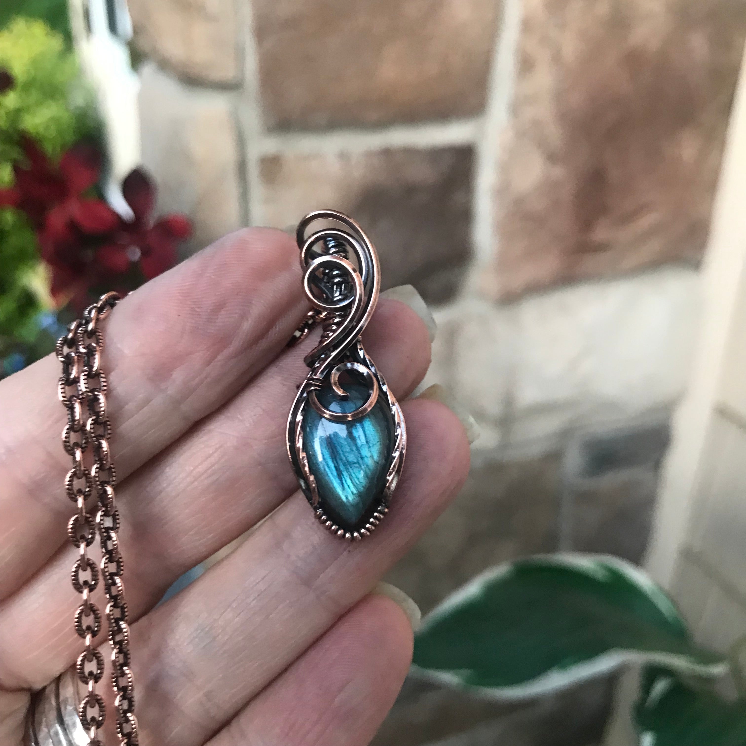 Blue Labradorite Mini Copper Necklace