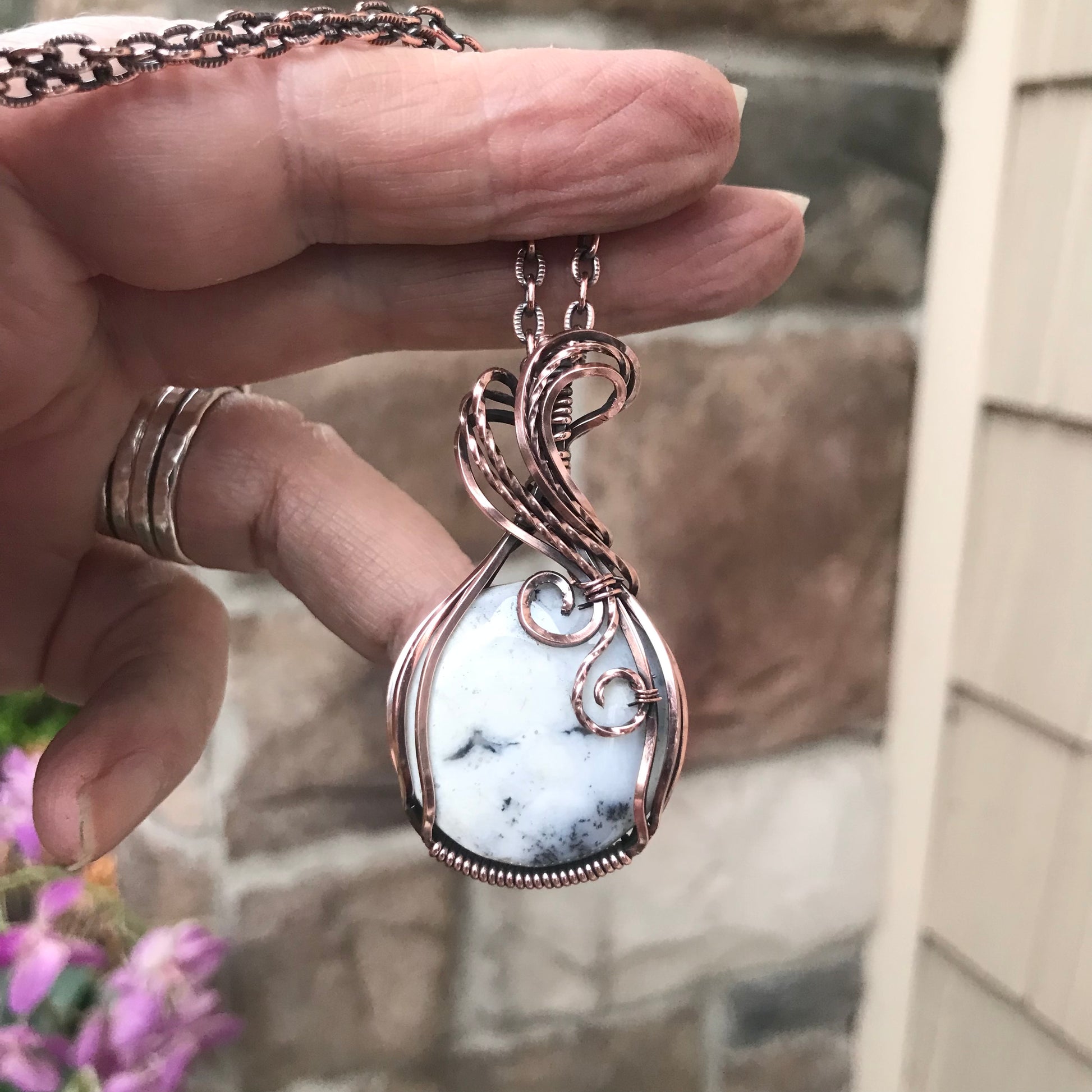 Dendritic Agate Copper Pendant
